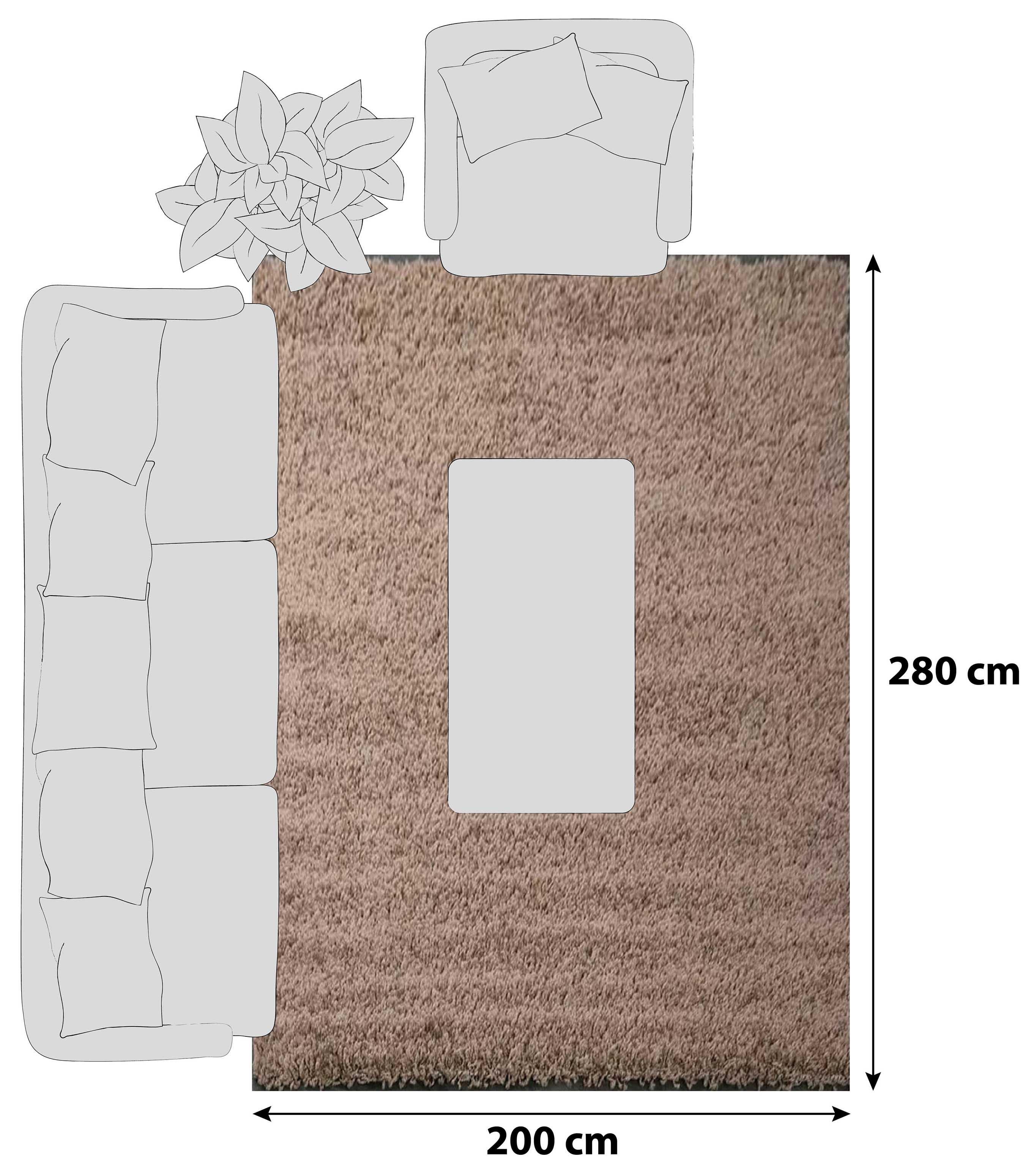 Hochflor Teppich Nussbaumfarben Prime 200x280cm - Nussbaumfarben, MODERN, Textil (200/280cm)