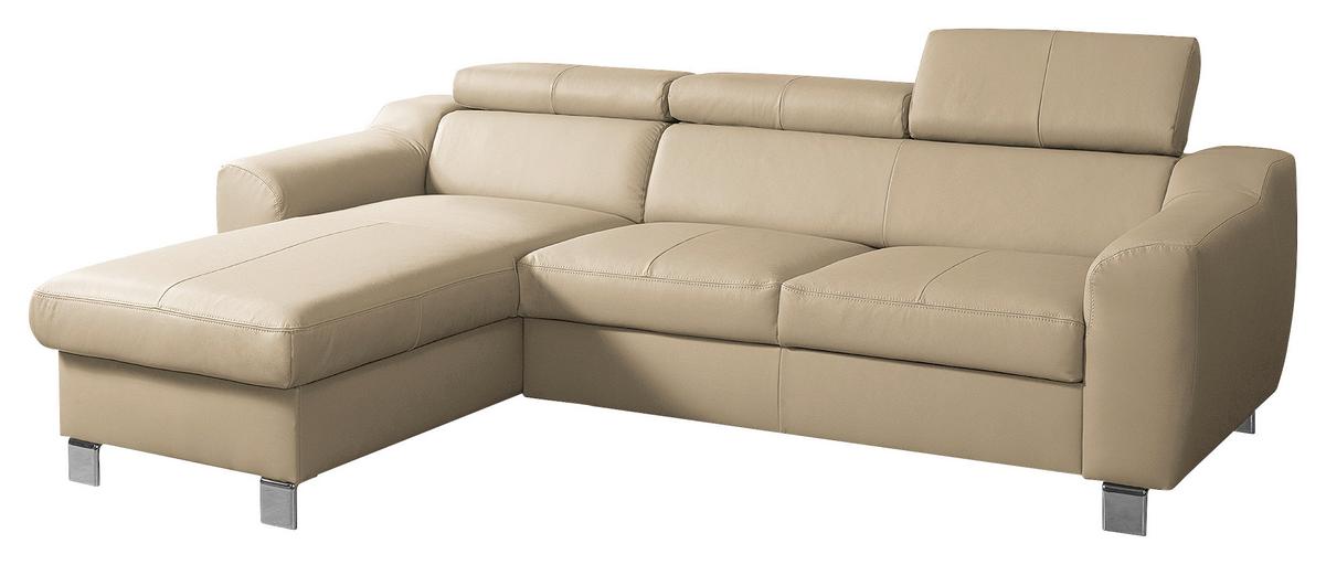 Ecksofa Aspen Schwarz S: 176 Cm - Chromfarben/Schwarz, Design, Leder/Textil (176/242cm) - Livetastic