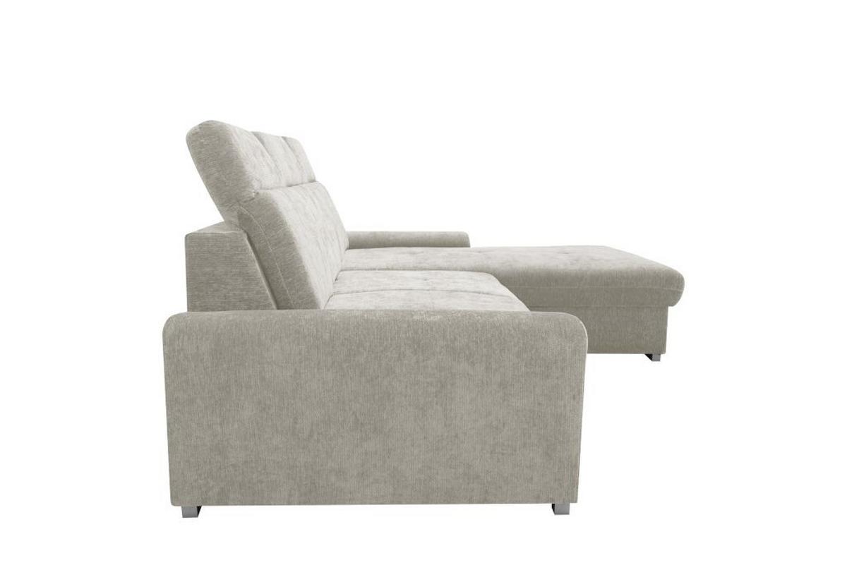 Rohová sedačka MALAGA, pravá, béžová žinylka - barvy chromu/béžová, Konvenční, kov/dřevo (286/203cm) - Ondega