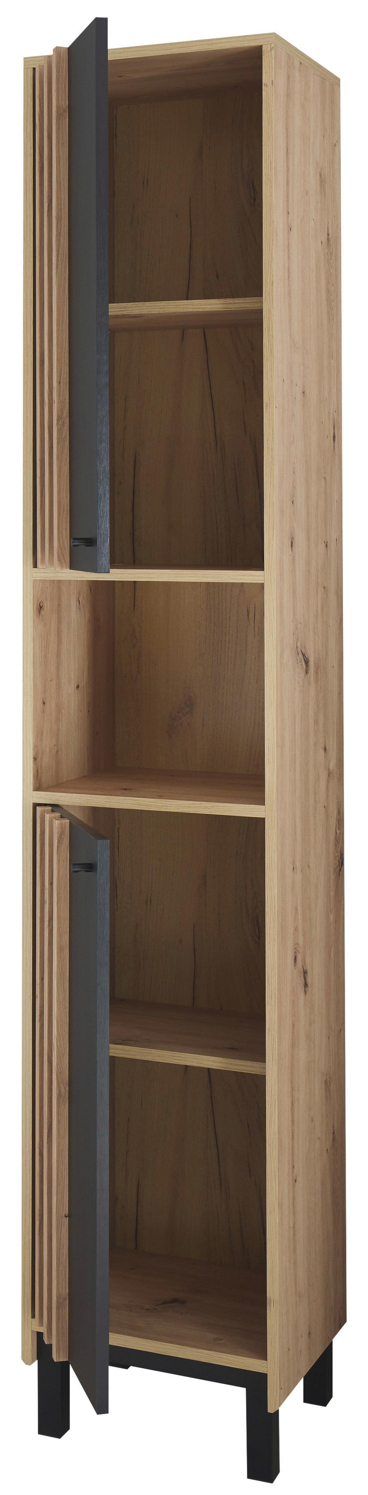 Hochschrank Volano BxH 38x195 cm Eiche Dekor/Schwarz - Schwarz/Eiche Artisan, MODERN, Holzwerkstoff (38/195/32cm) - MID.YOU