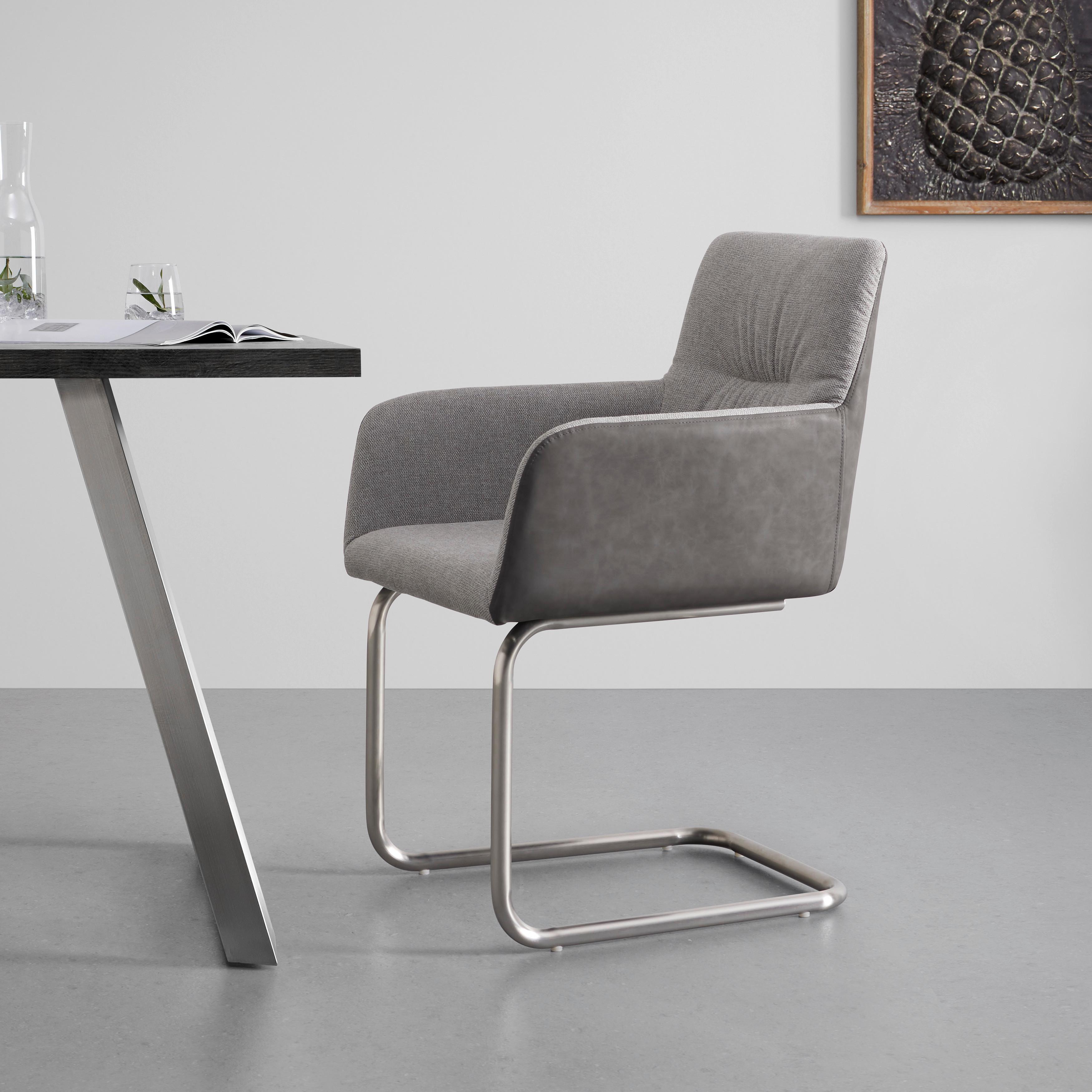 Houpací židle ENJA světlešedá - šedá/barvy nerez oceli, Moderní, kov/dřevo (86/58/62cm) - Bessagi Home