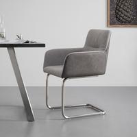 Houpací židle ENJA světlešedá - šedá/barvy nerez oceli, Moderní, kov/dřevo (86/58/62cm) - Bessagi Home