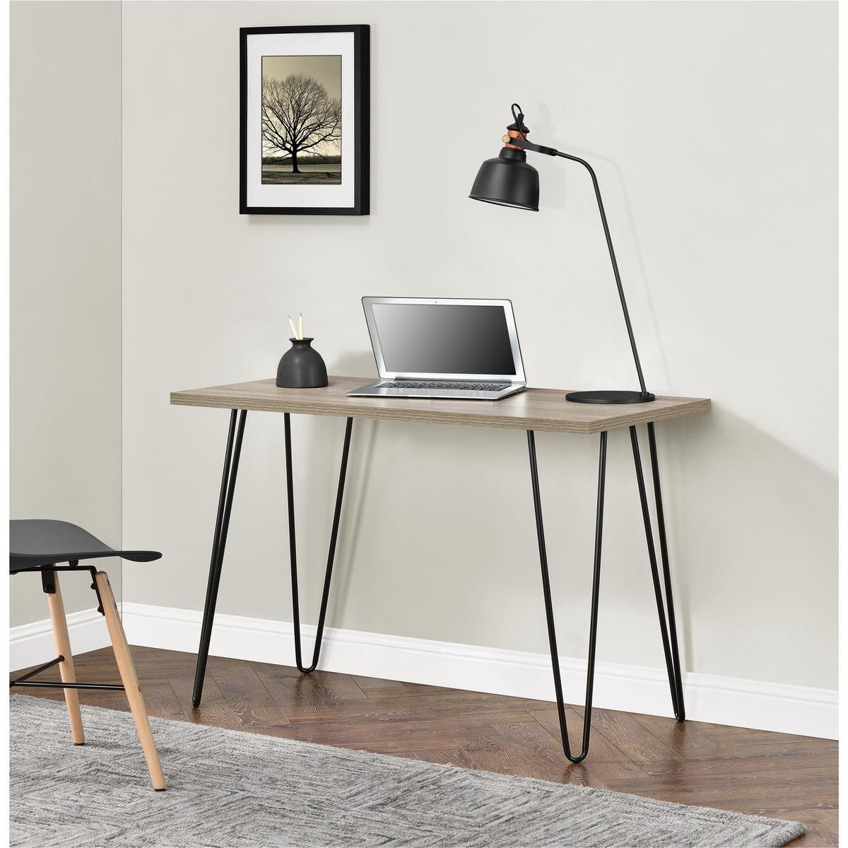 Schreibtisch Owen Eichefarben B: 68 cm - Eichefarben/Schwarz, Design, Karton/Keramik (101/68/49cm) - MID.YOU