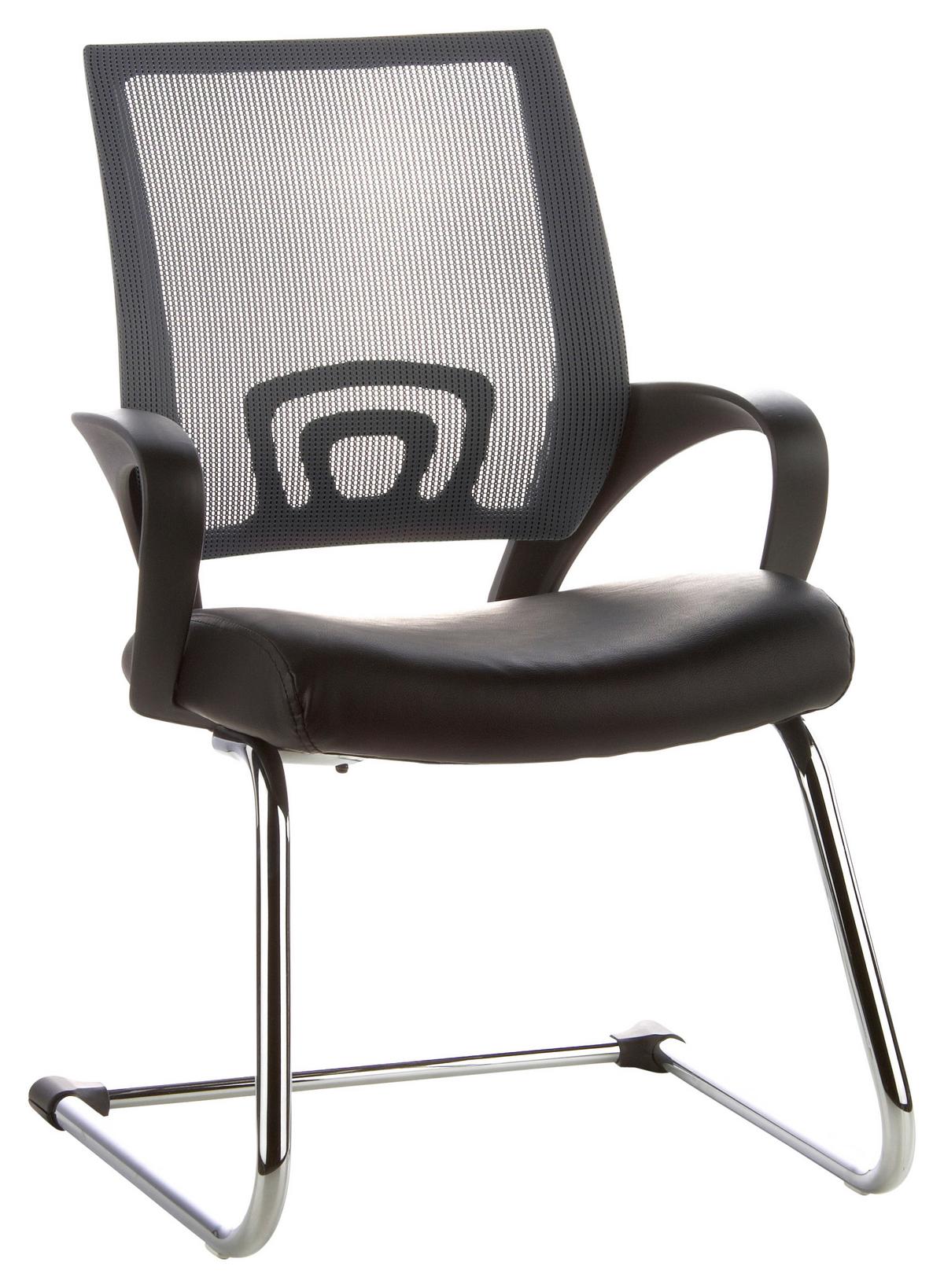 Besucherstuhl Visto Net V Grau/schwarz Bis 110 Kg - Silberfarben/Schwarz, Basics, Kunststoff/Textil (57/98/52cm) - MID.YOU