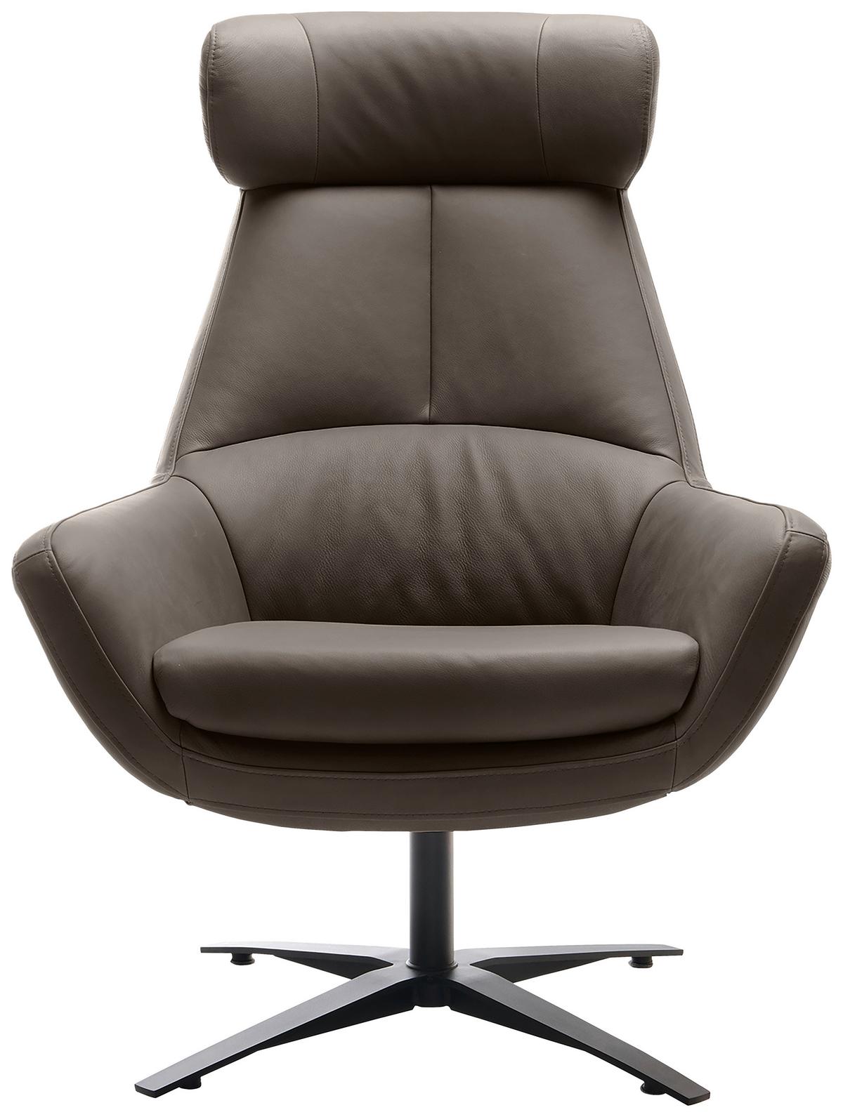 SESSEL BE ORGANIC - Schwarz/Grau, MODERN, Leder (81/112/83cm) - Trendmanufaktur