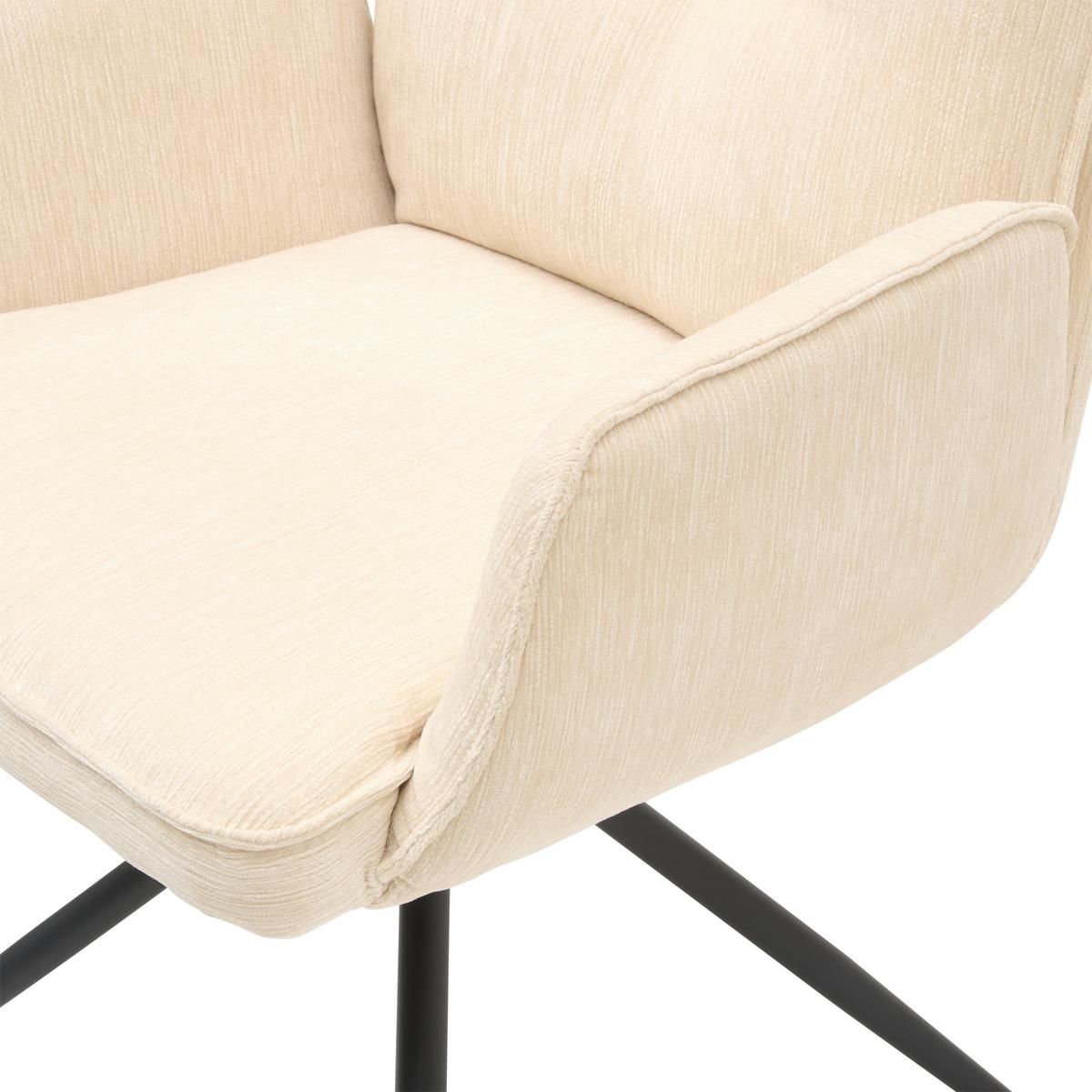 Armlehnstuhl Milena Webstoff Beige, B: 58,5cm - Beige/Schwarz, KONVENTIONELL, Textil/Metall (58,5/86/66cm) - MID.YOU