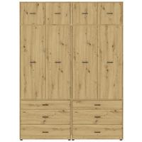 Kleiderschrank Kivo Eiche Artisan Dekor, B: 180 Cm - Eiche Artisan, Basics, Holzwerkstoff (180/239,40/52,1cm)