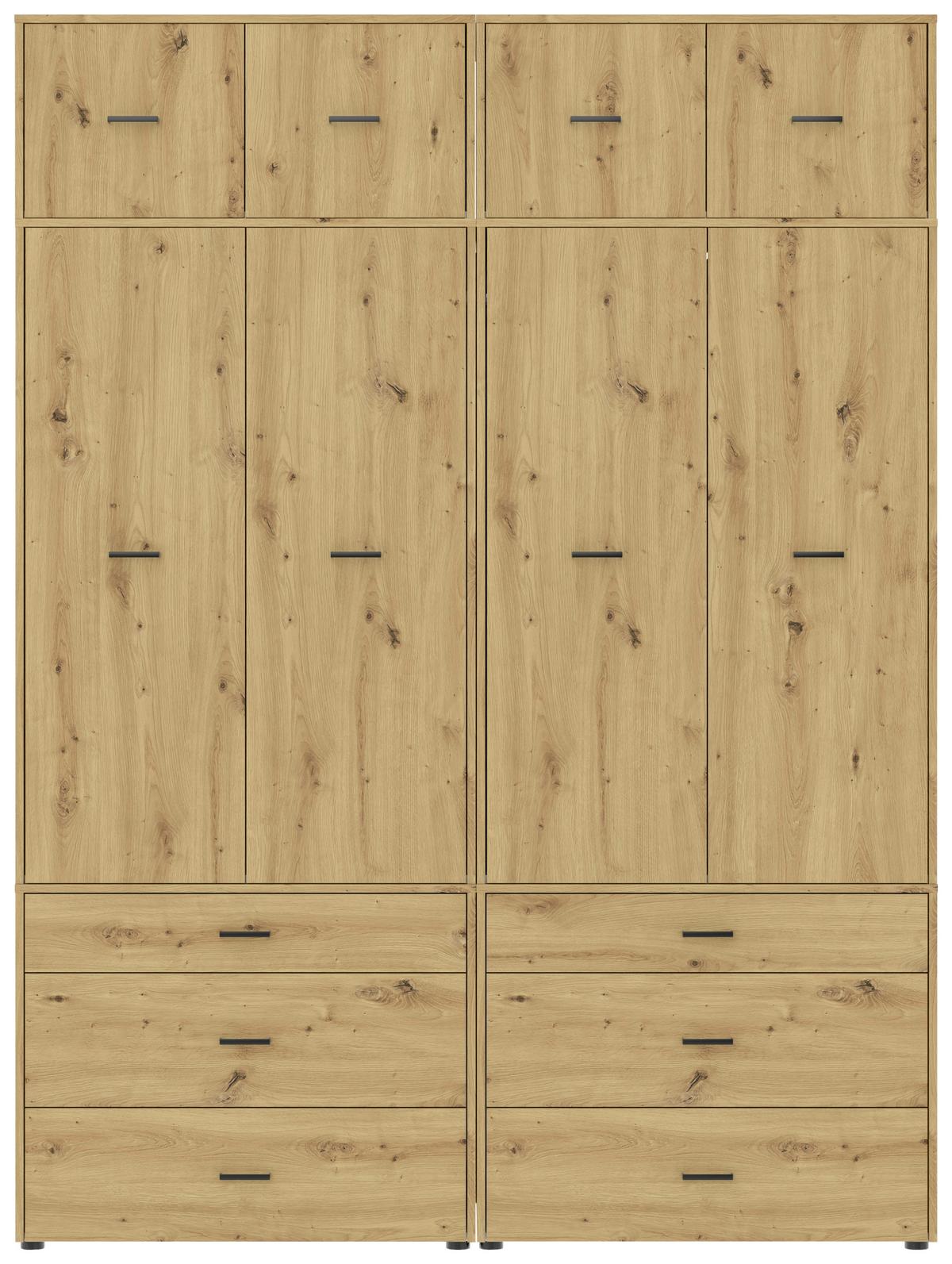 Kleiderschrank Kivo Eiche Artisan Dekor, B: 180 Cm - Eiche Artisan, Basics, Holzwerkstoff (180/239,40/52,1cm)