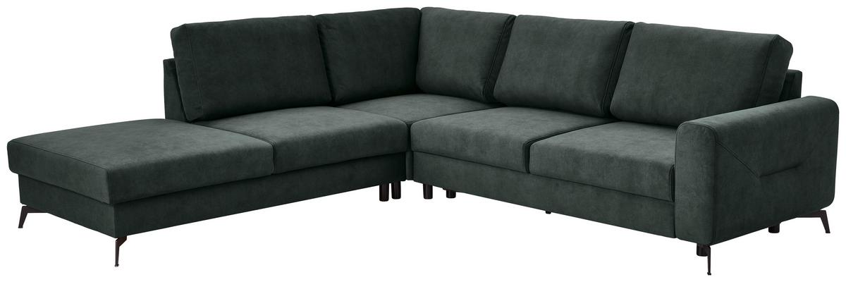 Sedací souprava ADESSO, levá, tmavě zelená barva - černá/tmavě zelená, Konvenční, kov/textil (257/275cm) - MID.YOU