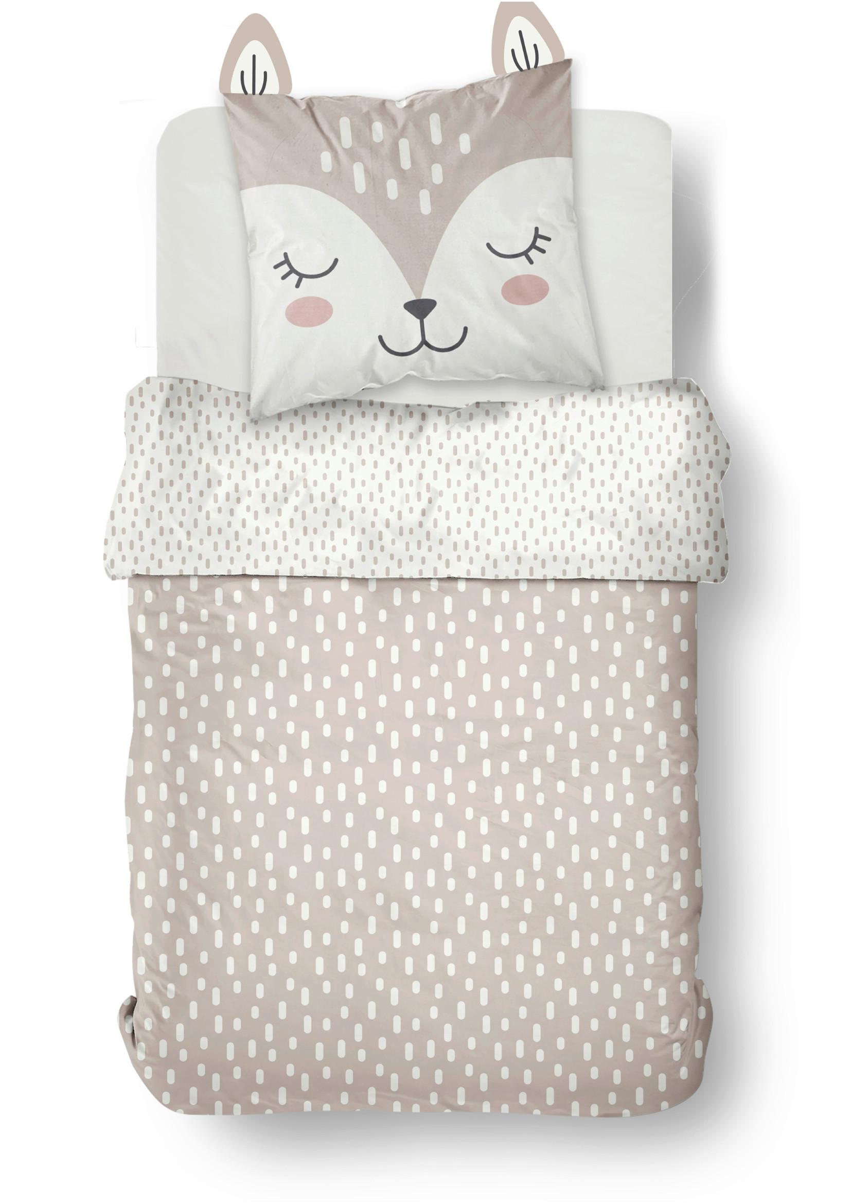 POSTEĽNÁ BIELIZEŇ FOX - biela/béžová, textil (140/200cm)