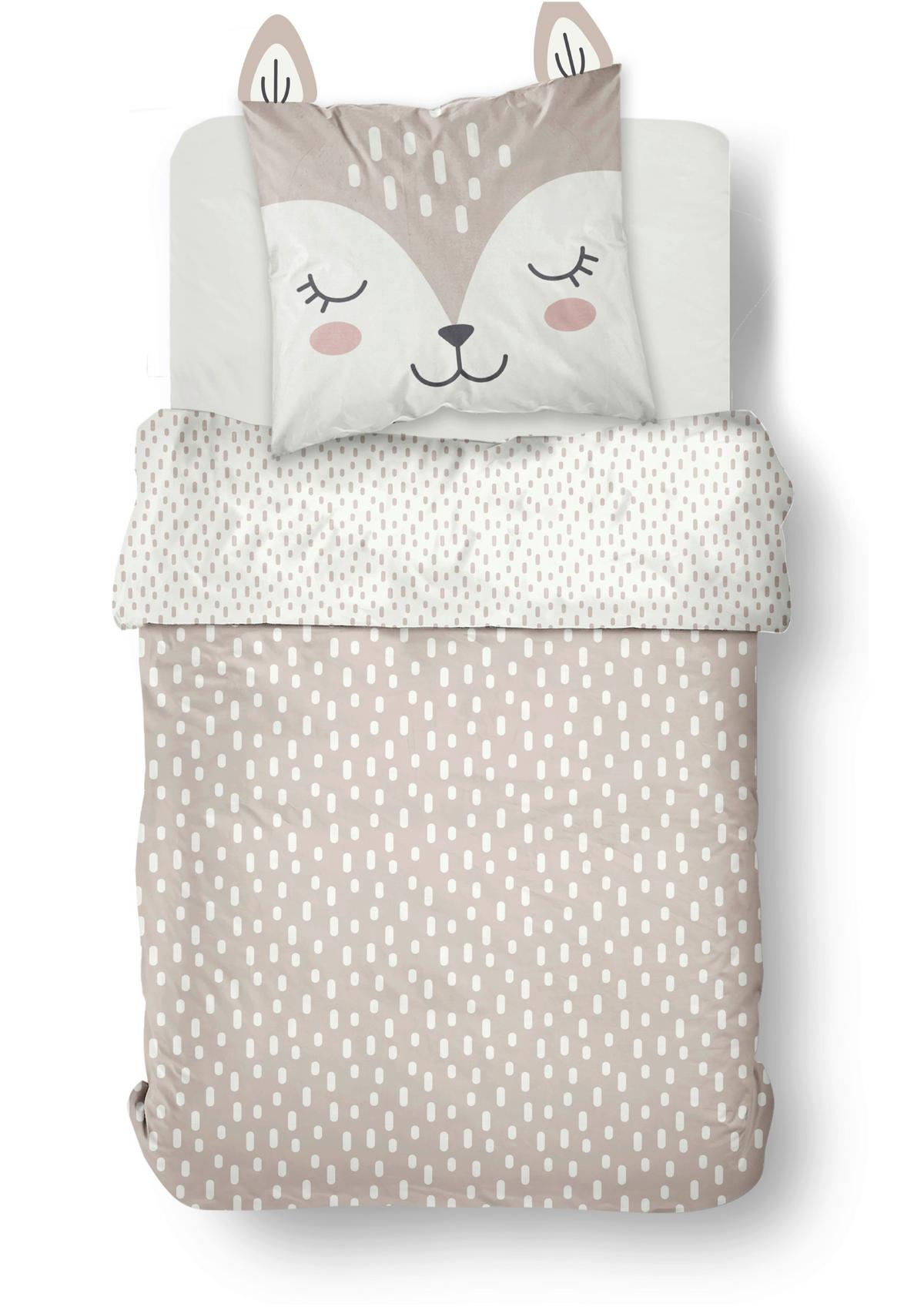 POSTEĽNÁ BIELIZEŇ FOX - biela/béžová, textil (140/200cm)