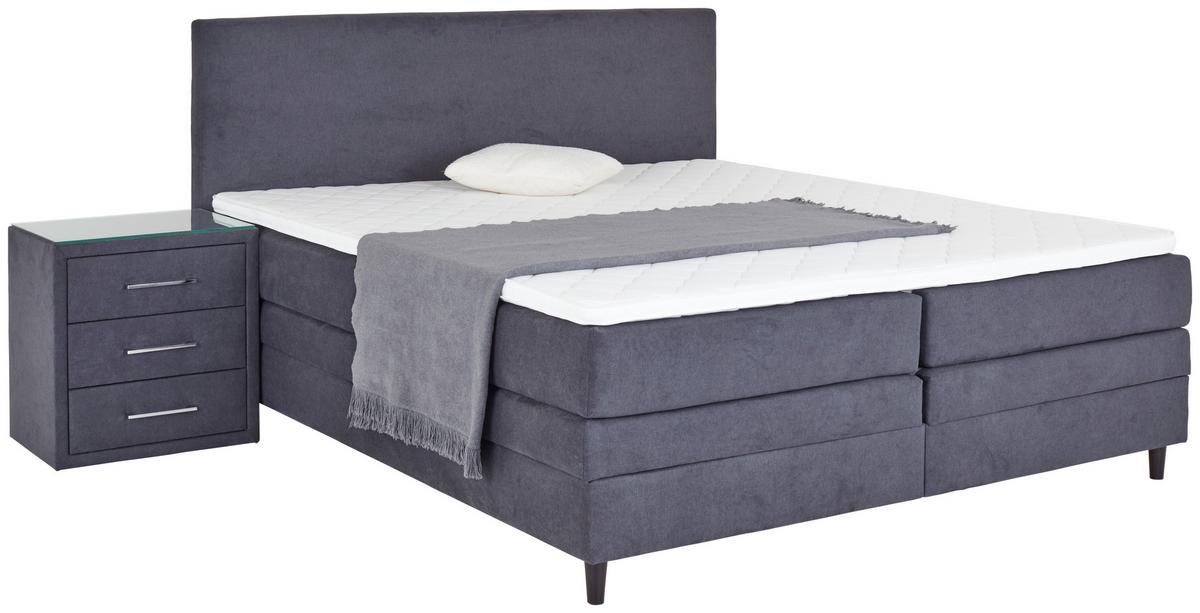 Boxspringbett Kleopatra - Anthrazit, KONVENTIONELL, Holz/Holzwerkstoff (180/200cm) - Ondega
