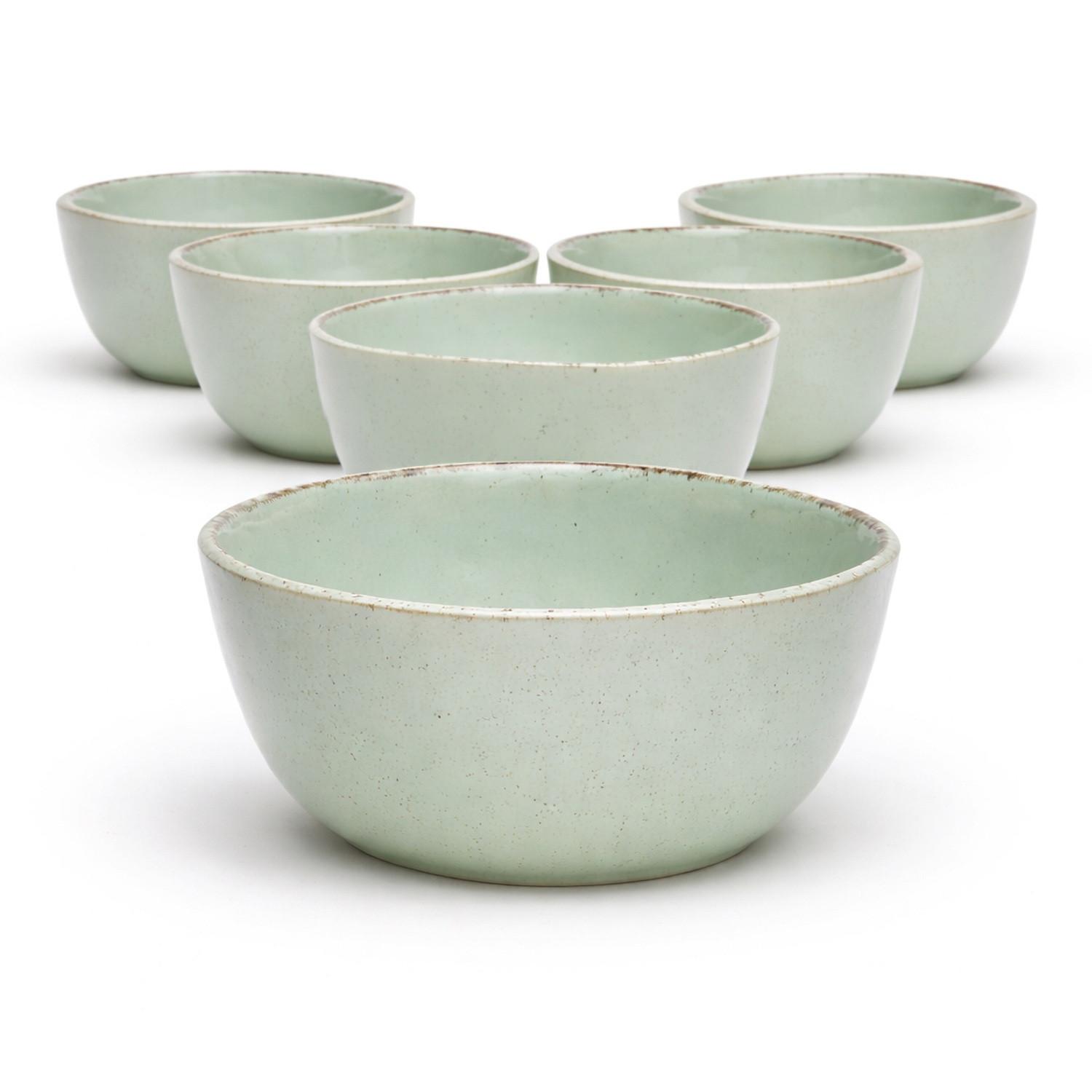 Müslischalenset, 6-Teilig Steinzeug, Grün