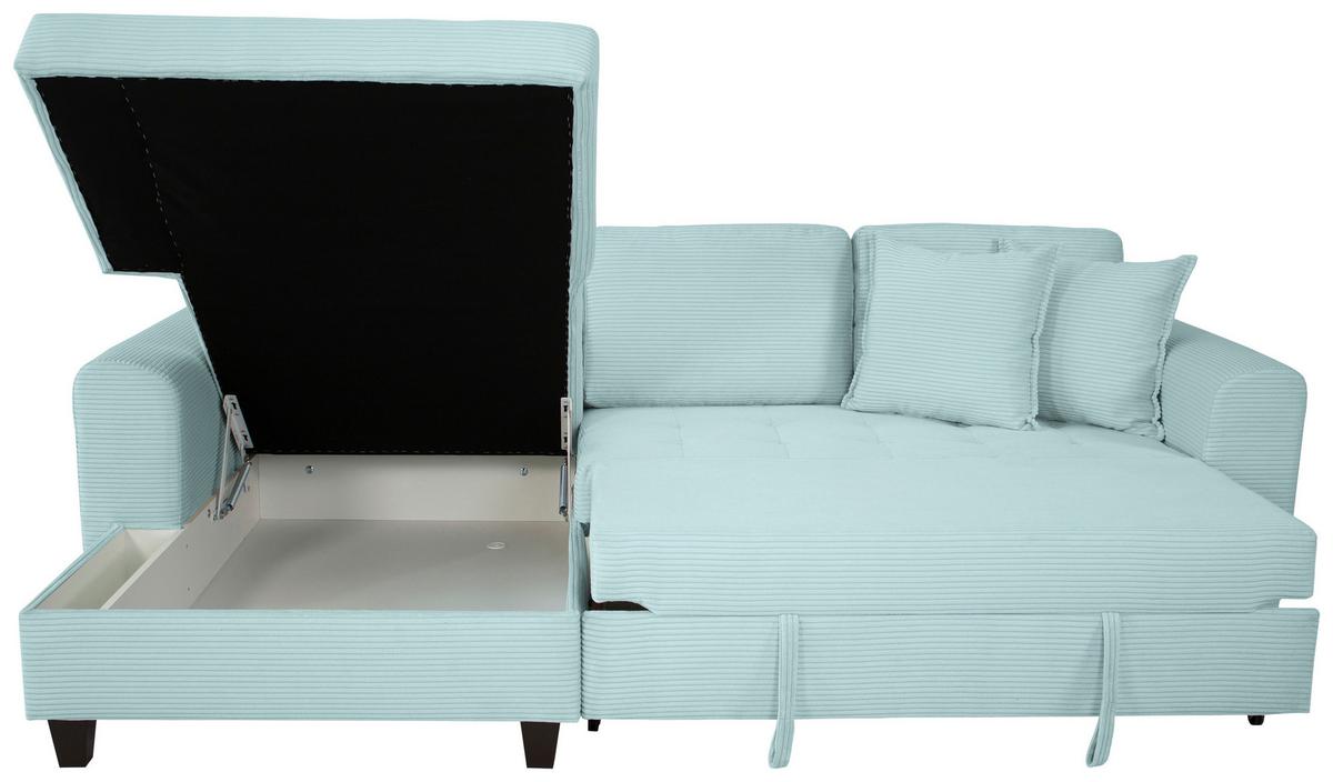 Ecksofa Moritz Graugrün S: ca. 155x265 cm - Salbeigrün, Trend, Textil (155/265cm)