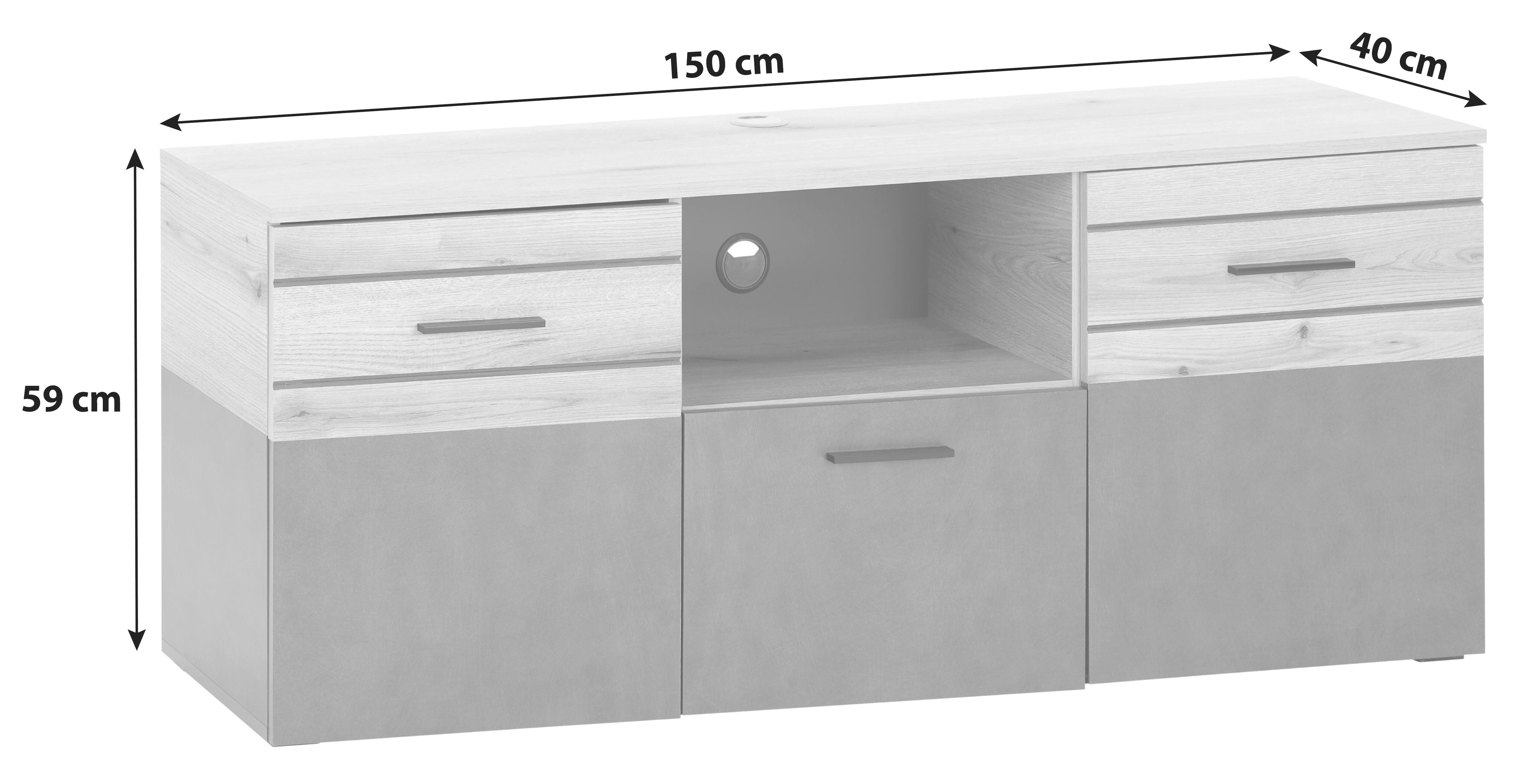 Phonotisch Limit B: 150 cm Eiche Dekor/Matera Dunkel - MODERN, Holzwerkstoff (150/59/40cm) - Ondega