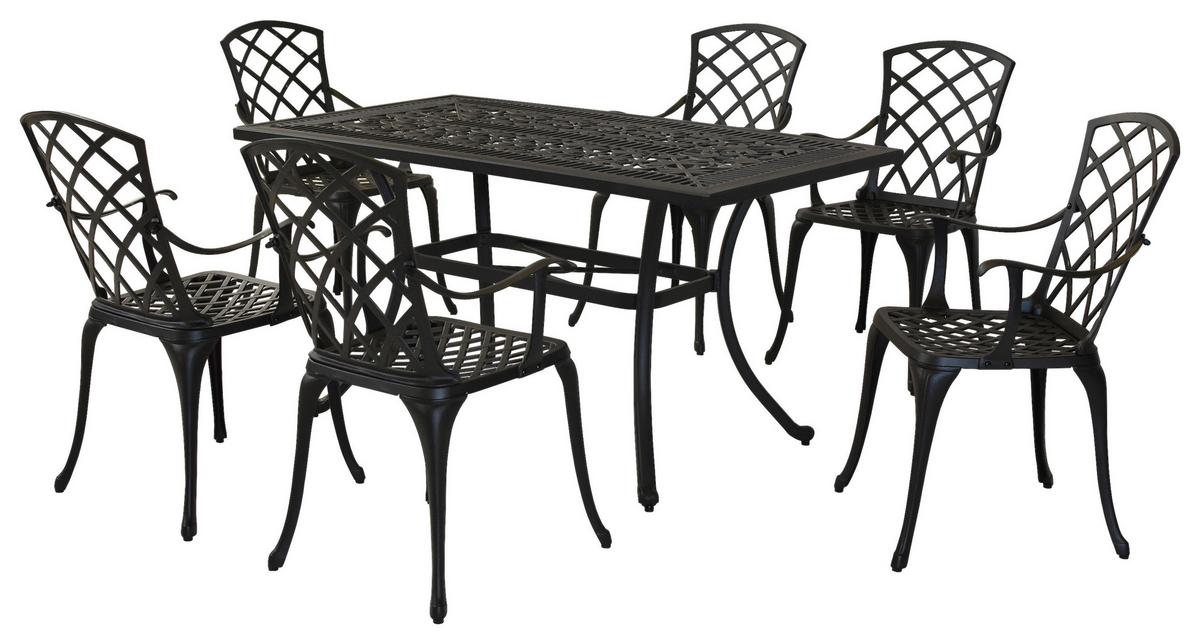 Gartentischgruppe Rhodos - Graphitfarben/Grau, MODERN, Textil/Metall - Gardenson