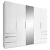 Drehtürenschrank Mit Spiegel 250cm Level 36a, Weiß Dekor - Silberfarben/Weiß, MODERN, Glas/Holzwerkstoff (250/216/58cm) - MID.YOU