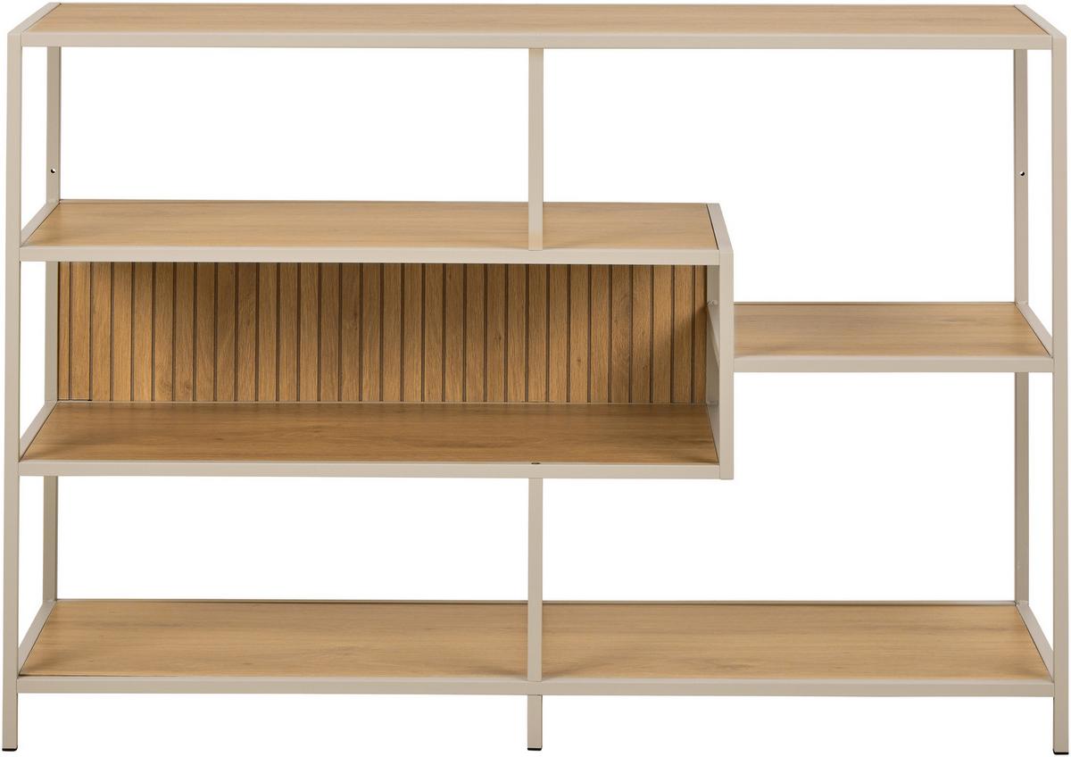 REGÁL SEAFORD - šedá/barvy dubu, Moderní, kov/kompozitní dřevo (114/78/35cm) - Bessagi