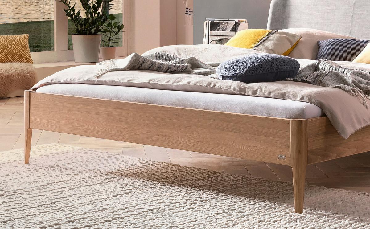 Bett Pienza, Eichefarben 140x200 Cm - Eichefarben/Hellgrau, MODERN, Holz/Textil (140/200cm) - Hasena