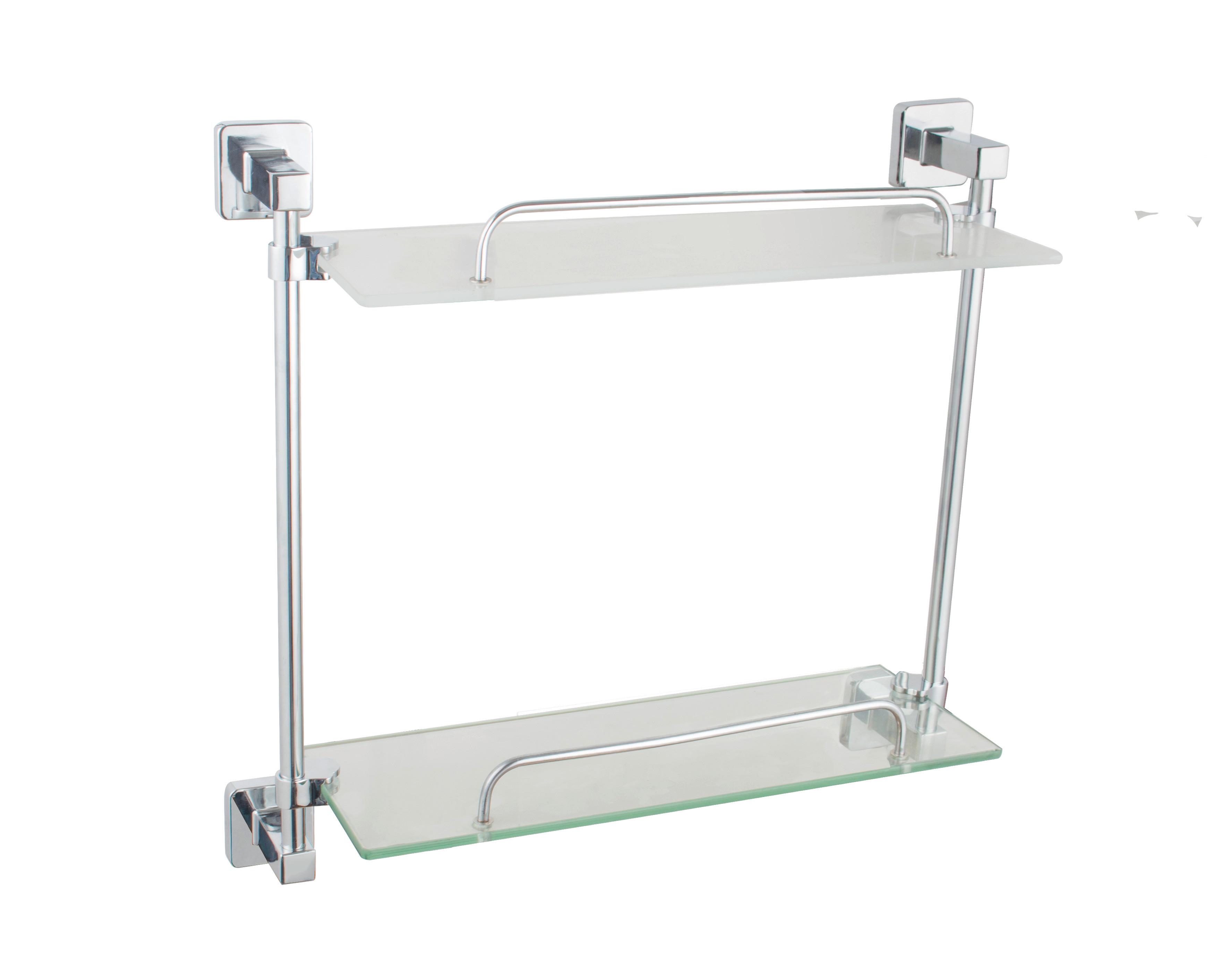 Fürdőszobai Polc Solo 4110d - Konventionell, Üveg/fém (35,5/35,5/13cm)