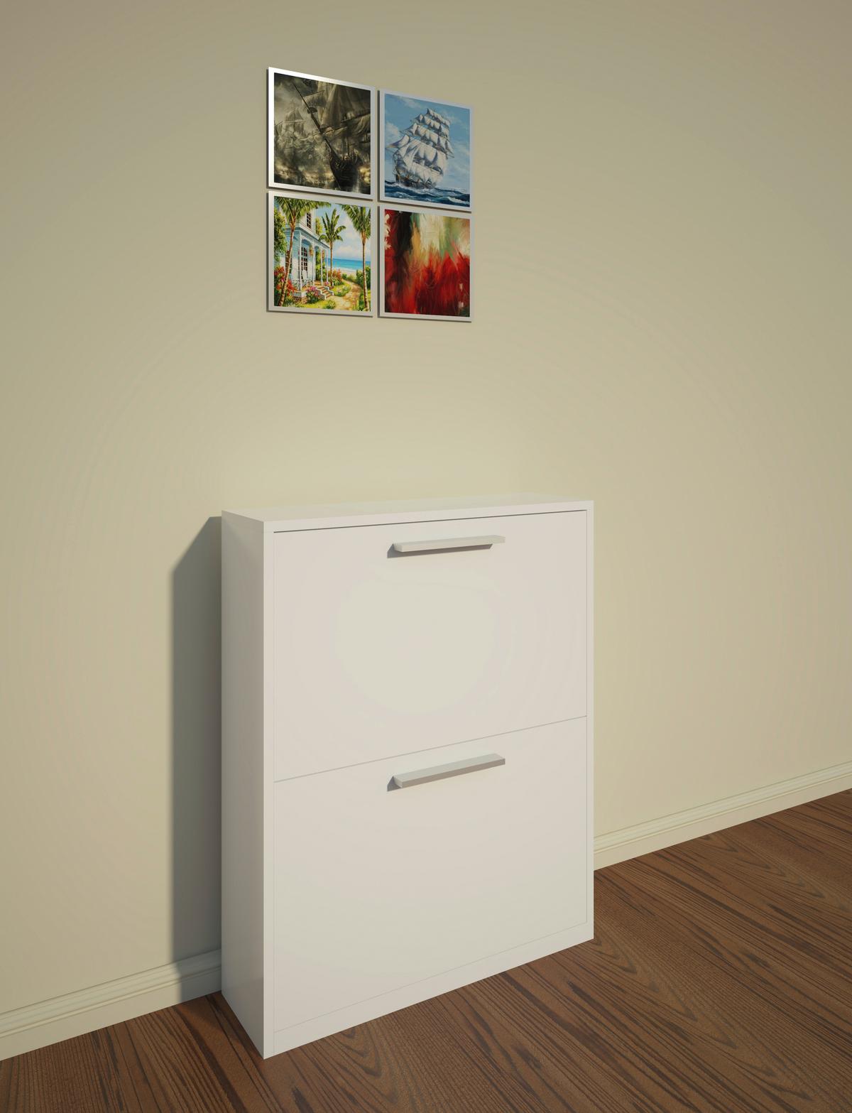 Cipősszekrény Leon 2 *TOP ÁR* - fehér, Basics, faalapú anyag (64/82,4/19cm) - Best Price