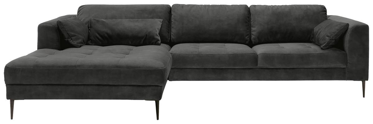 Ecksofa Luzi - Anthrazit/Schwarz, MODERN, Textil (168/280cm) - Trendmanufaktur