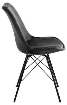 Attraktive Optik in Dunkelgrau und Schwarz Gepolsterter Esszimmerstuhl in Dunkelgrau mit Metallgestell