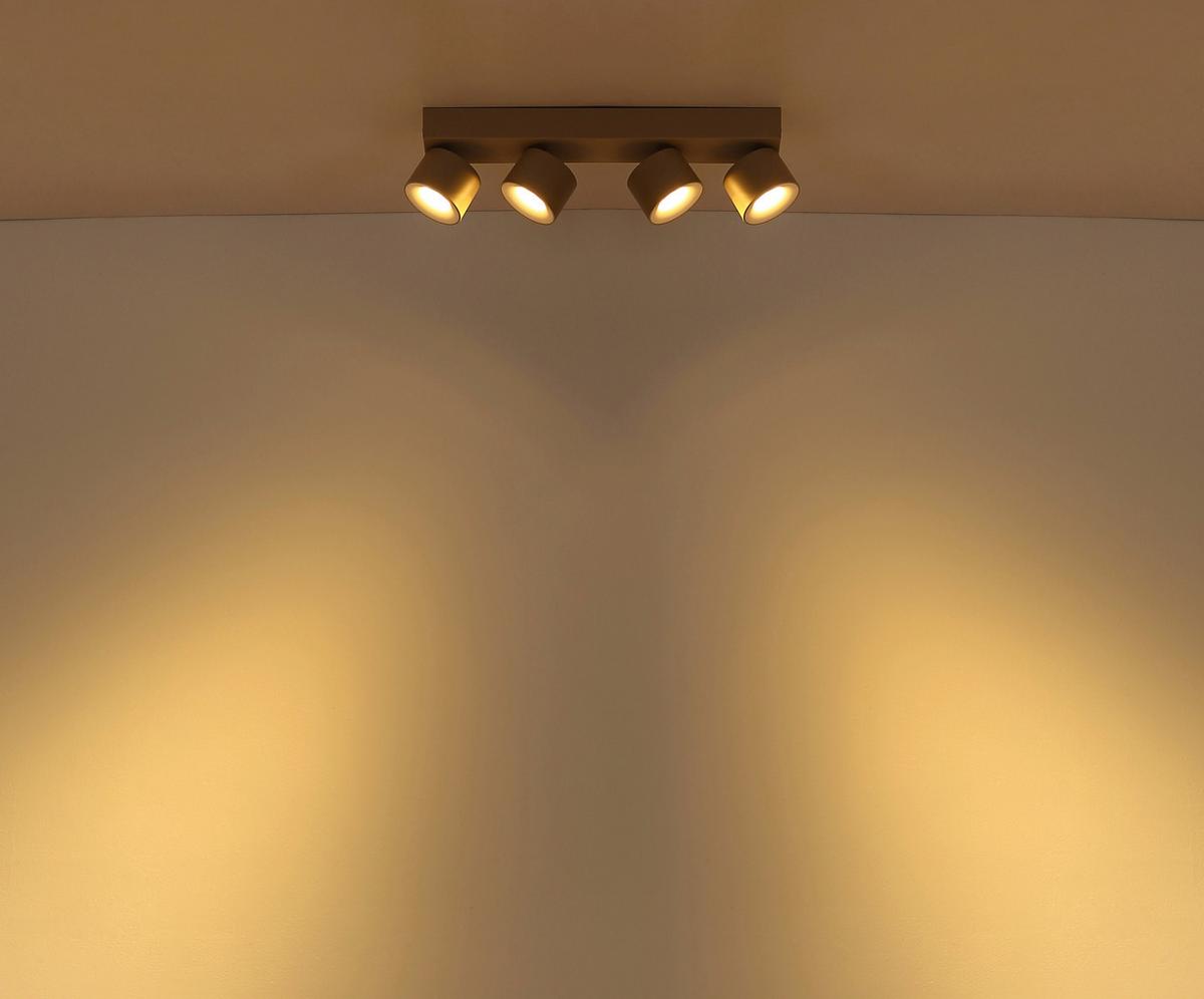 Led Reflektor 56961-4s Rae - homokszínű/fehér, Design, műanyag/fém (45.5/7.2/12cm) - Globo