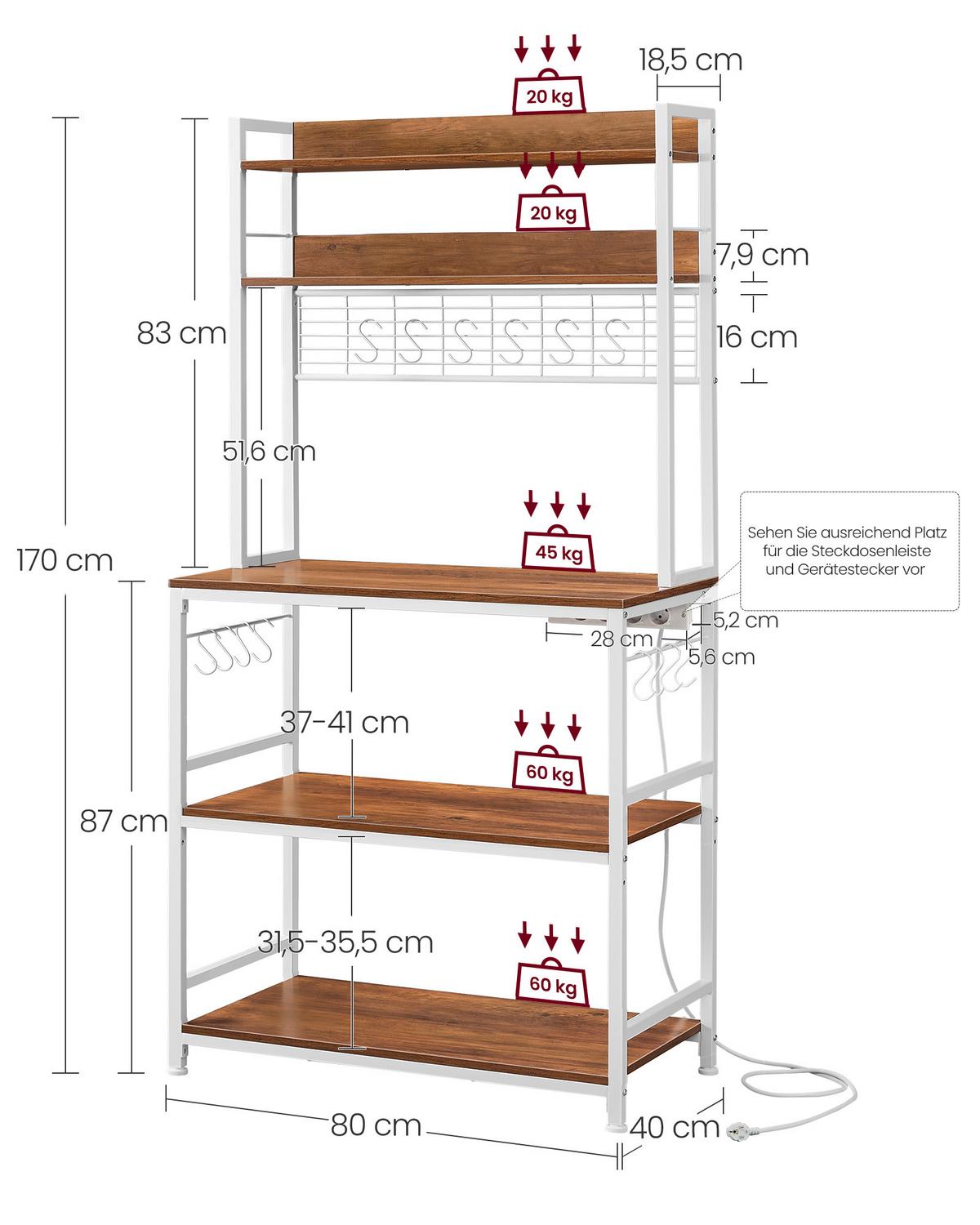 Regal Kks025w41eu - Braun/Weiß, Trend, Holzwerkstoff/Metall (80/170/40cm) - MID.YOU