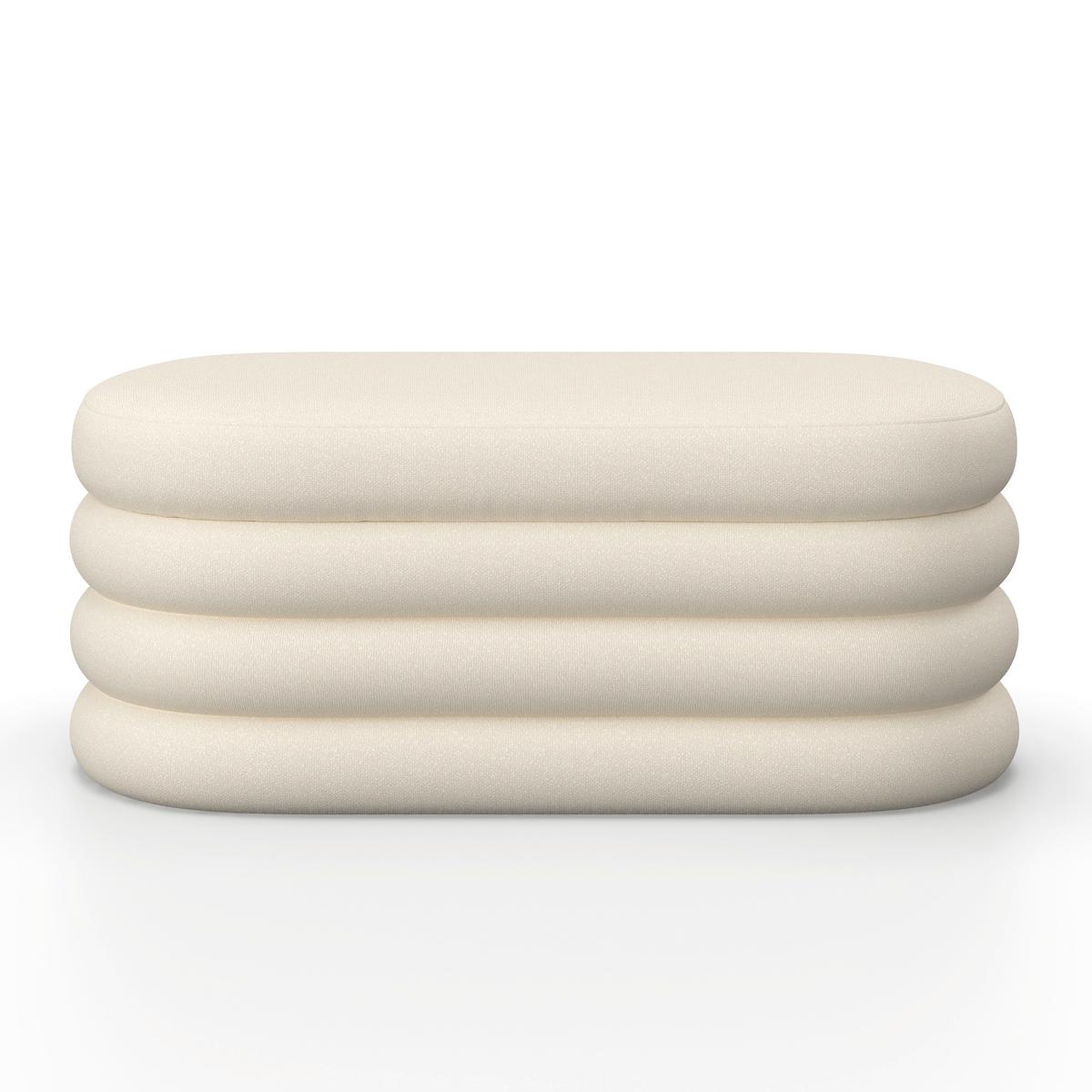 Taburetová lavice LORENA polstrovaná, béžová - béžová, Moderní, dřevo/textil (110/47/45cm) - Bessagi Home