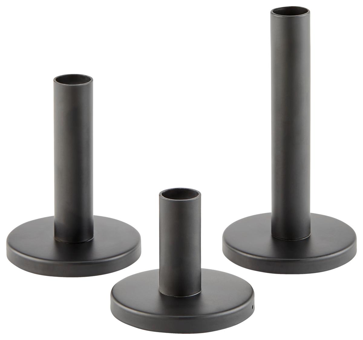 Gyertyatartó Szett Malko 3-Részes - fekete, Basics, fém