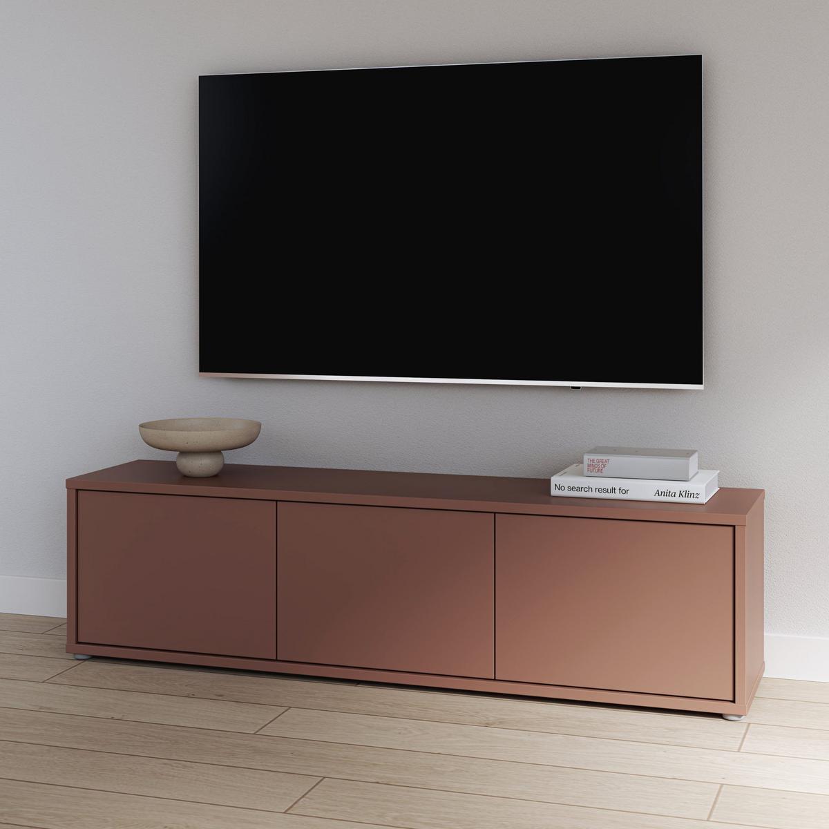 TV diel barva terracotta - barvy dubu/terracotta, Moderní, kompozitní dřevo (154,2/41,5/34,9cm)