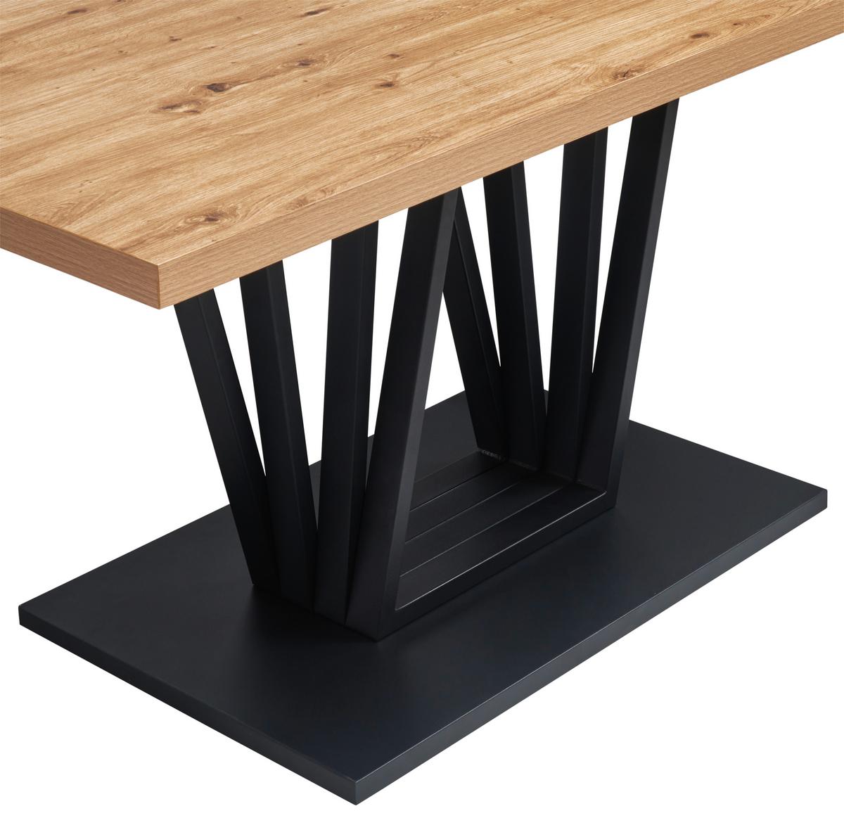 Esstisch Brad Eiche Artisan B: 160 Cm - Schwarz/Eiche Artisan, KONVENTIONELL, Holzwerkstoff/Metall (160/75/90cm) - MID.YOU