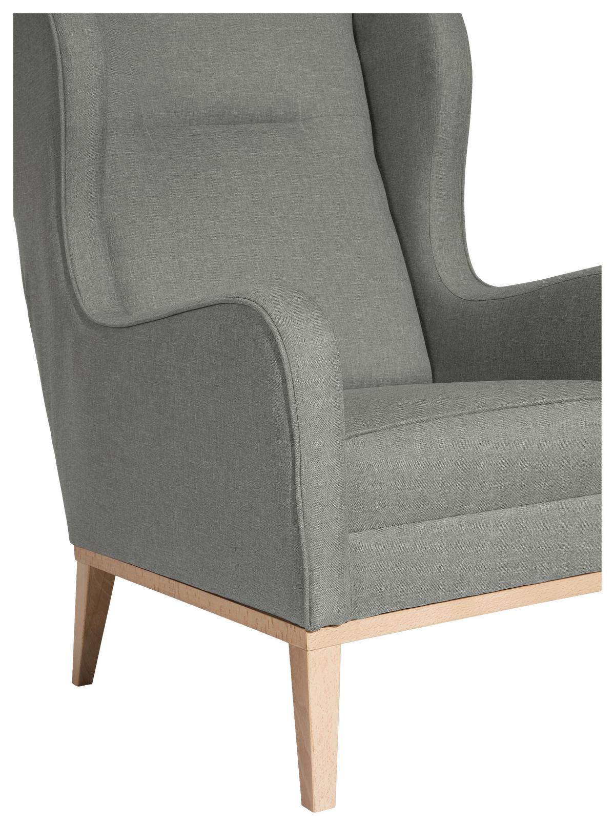 Ohrensessel Angelo - Hellgrau/Naturfarben, KONVENTIONELL, Textil (66/104/78cm) - Max Winzer