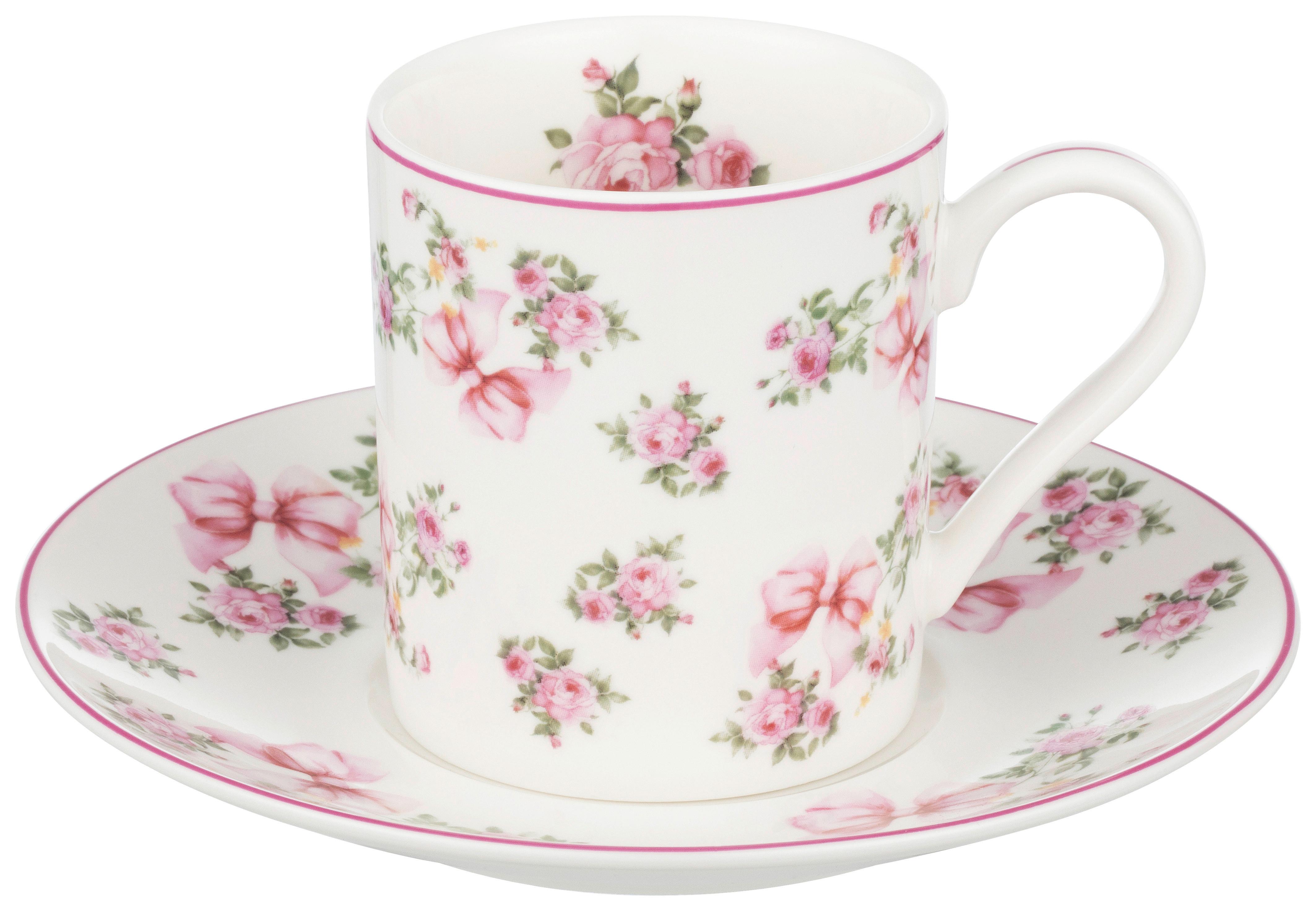 Kaffeetasse mit Untertasse Amelie - Multicolor, KONVENTIONELL, Keramik (90ml) - James Wood