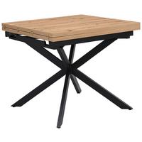 Esstisch Ausziehbar Elio 90-180x90 Cm Wildeiche Dekor - Wildeiche/Schwarz, LIFESTYLE, Holzwerkstoff/Metall (90-180/75/90cm)