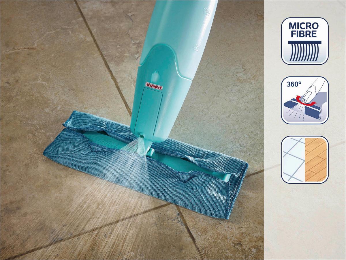 Bodenwischer Pico Spray s mit Sprühfunktion und Schwenkhals - Türkis/Weiß, Basics, Kunststoff/Textil (27/10,5/120cm) - Leifheit