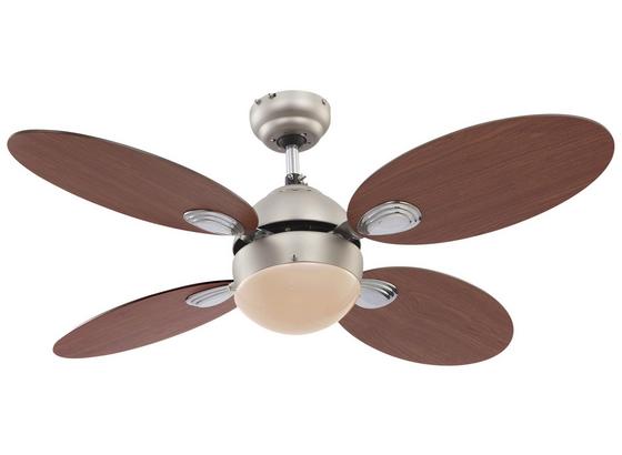 Deckenventilator Wade D: 106,6 cm Nickelfarben - Kirschbaumfarben/Walnussfarben, Basics, Glas/Holz (106,6/37cm) Deckenventilator Wade D: 106,6 cm Nickelfarben - Kirschbaumfarben/Walnussfarben, Basics, Glas/Holz (106,6/37cm)