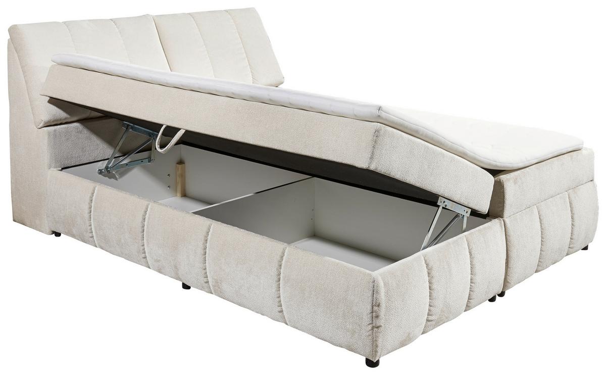 Boxbett Mit Topper+bettkasten 160x200 Cm Valencia - Beige/Schwarz, MODERN, Holzwerkstoff/Textil (160/200cm) - MID.YOU