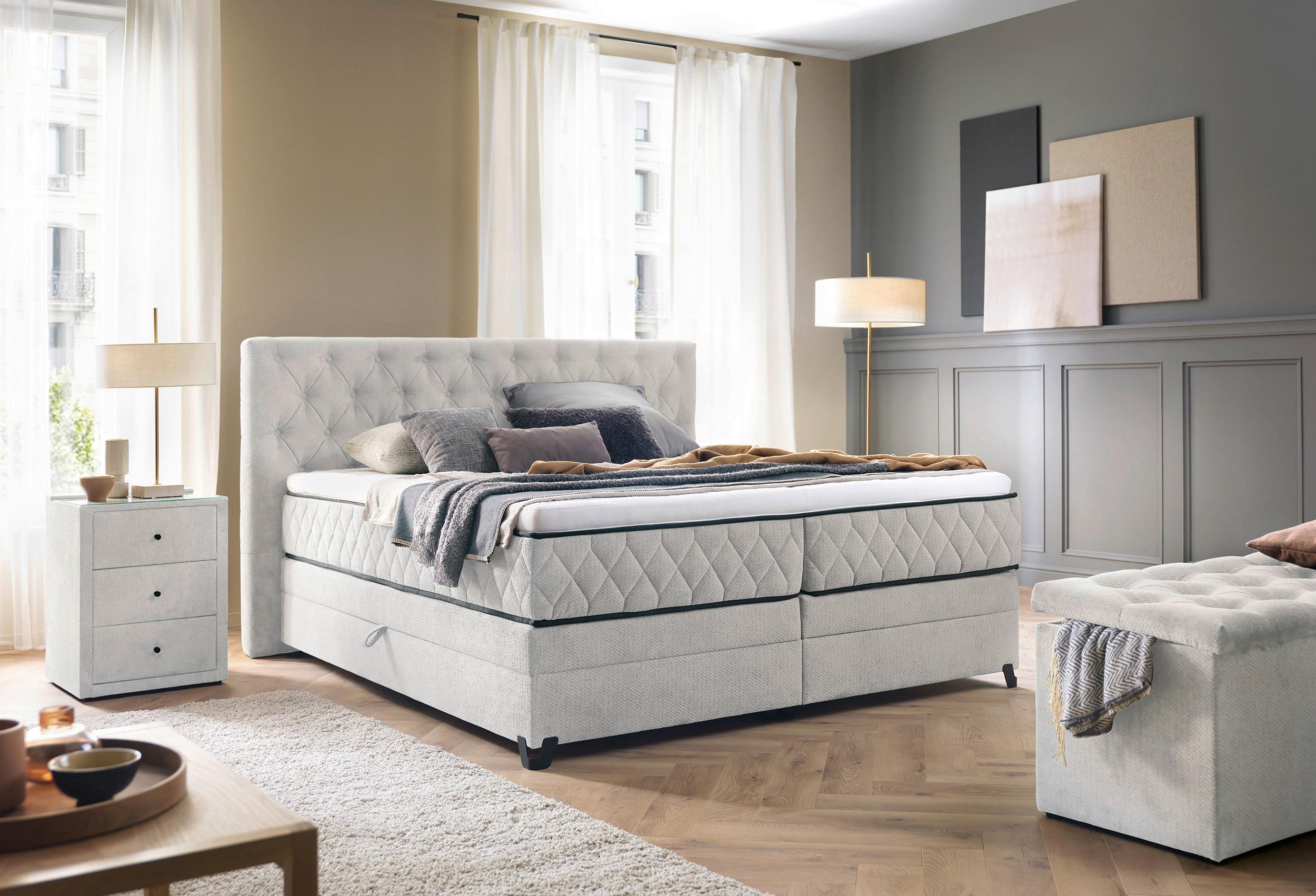 Boxspringbett Carmen A Creme 180x200 Cm - Türkis/Creme, KONVENTIONELL, Holz/Holzwerkstoff (180/200cm) - James Wood