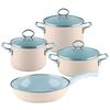 Kochtopfset Avorio 7-Tlg. Emaill Inkl. Pfanne - Beige, Basics, Glas/Metall (48,5/28,5/24cm) - Riess