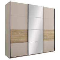 Schwebetürenschrank mit Spiegel 215cm Tessona Kaschmir - Kaschmir/Eichefarben, Trend, Glas/Holzwerkstoff (215/204/63cm)