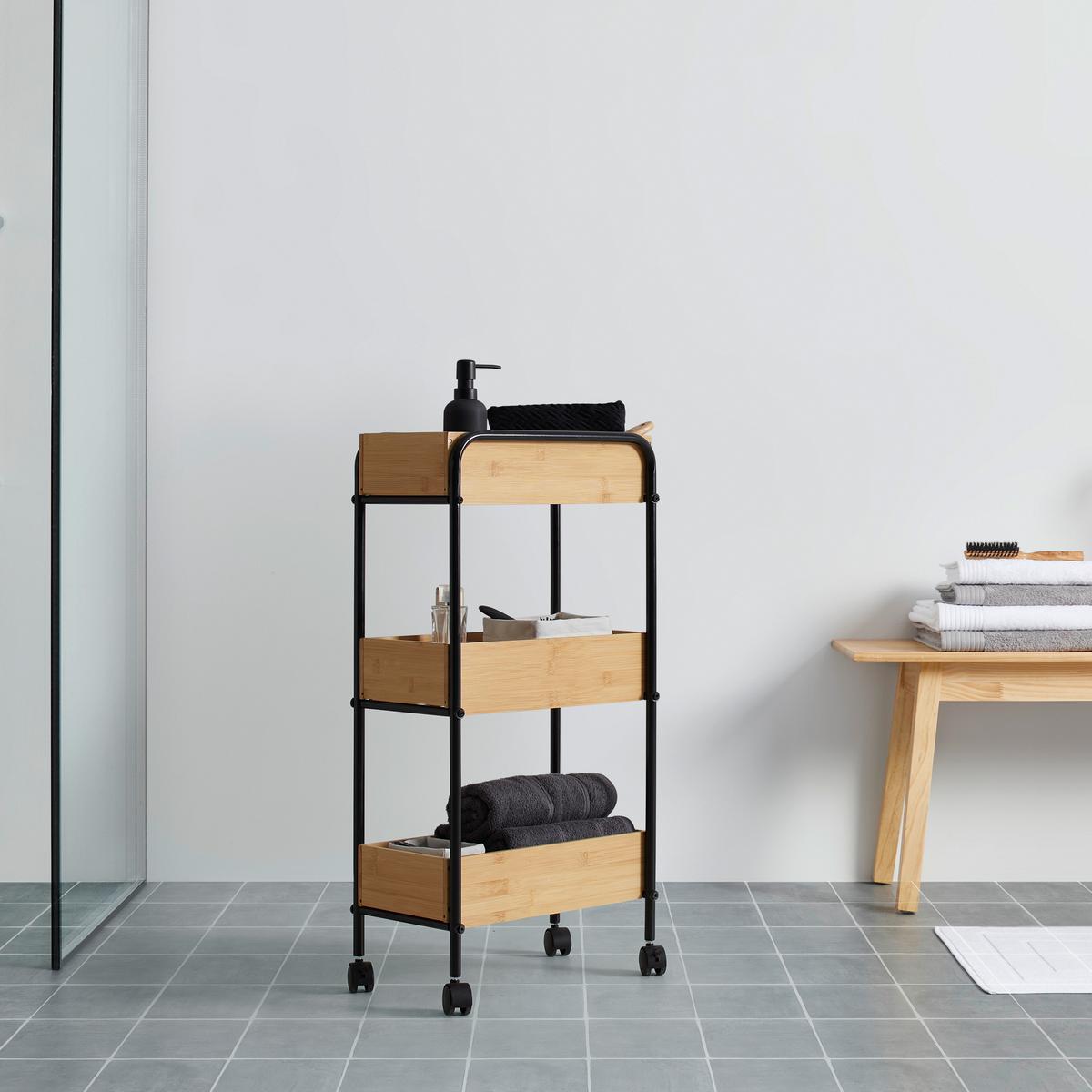 Univerzální stolík VICKY - černá/přírodní barvy, Moderní, kov/plast (40/81,5/23cm) - Mömax