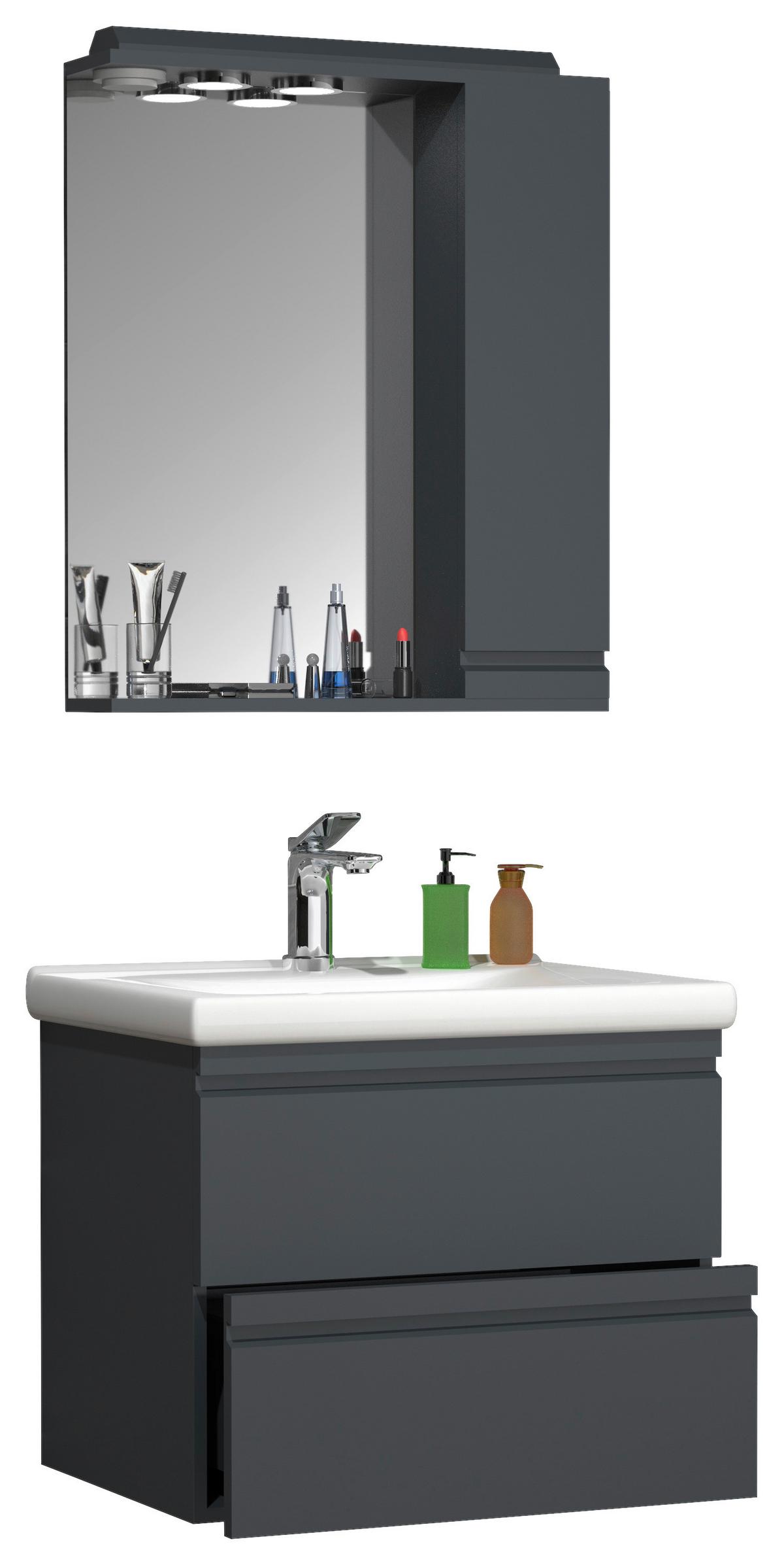 Badezimmer Silora L - Anthrazit/Weiß, MODERN, Glas/Keramik (60cm) - MID.YOU