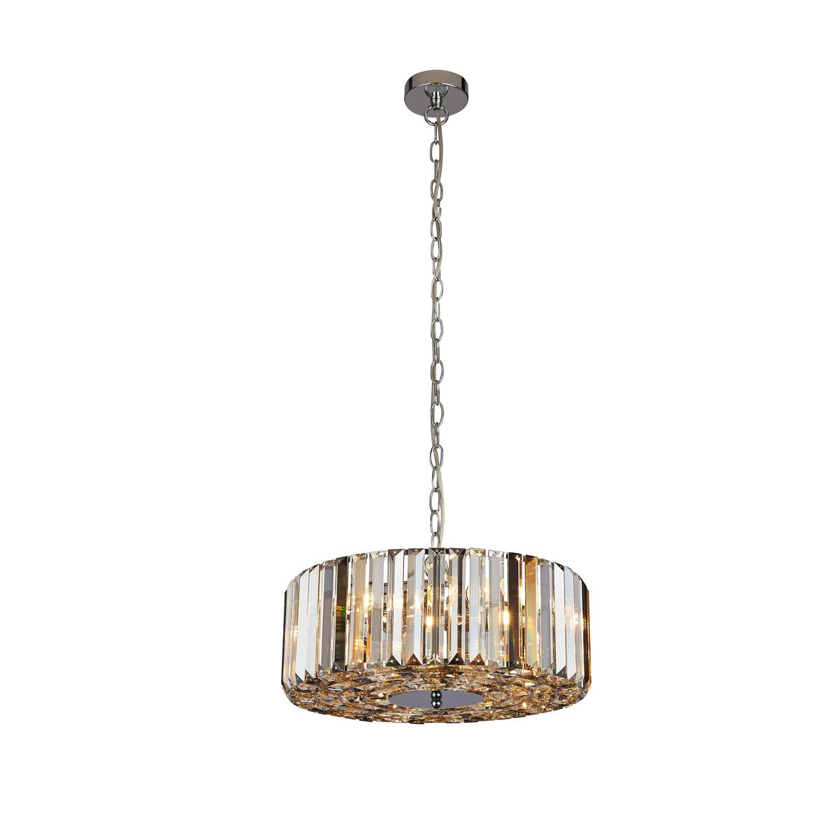 Hängeleuchte Chapeau 82101-4cc - Chromfarben/Bernsteinfarben, KONVENTIONELL, Glas/Metall (42/136cm)