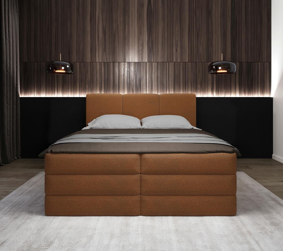 Boxspringbett mit Bettkasten 160x200 cm Castel V - Rostfarben/Schwarz, MODERN, Holz/Holzwerkstoff (160/200cm) - MID.YOU