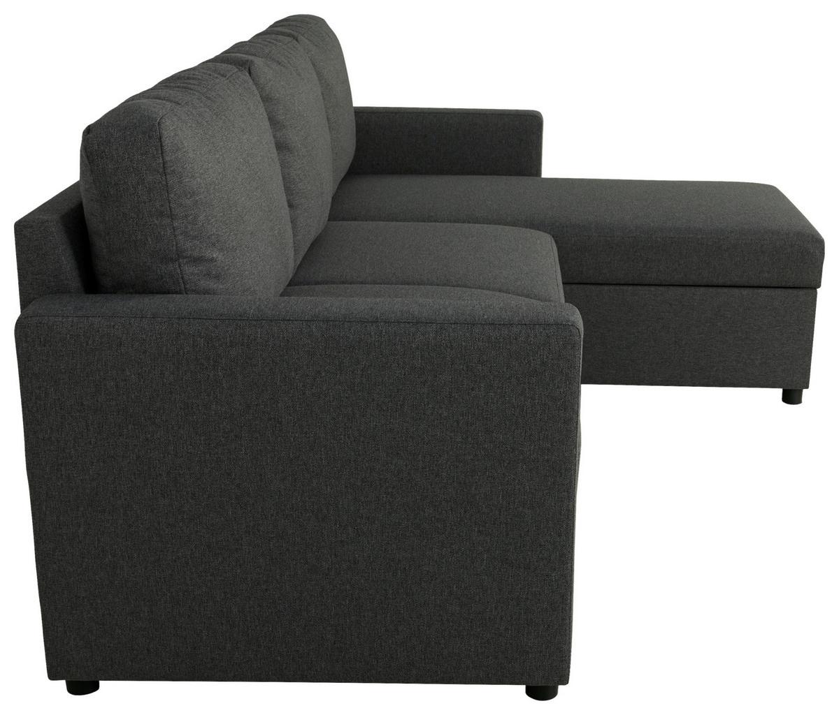 Ecksofa Rosi - Anthrazit/Schwarz, Basics, Textil (215/145cm) - P & B