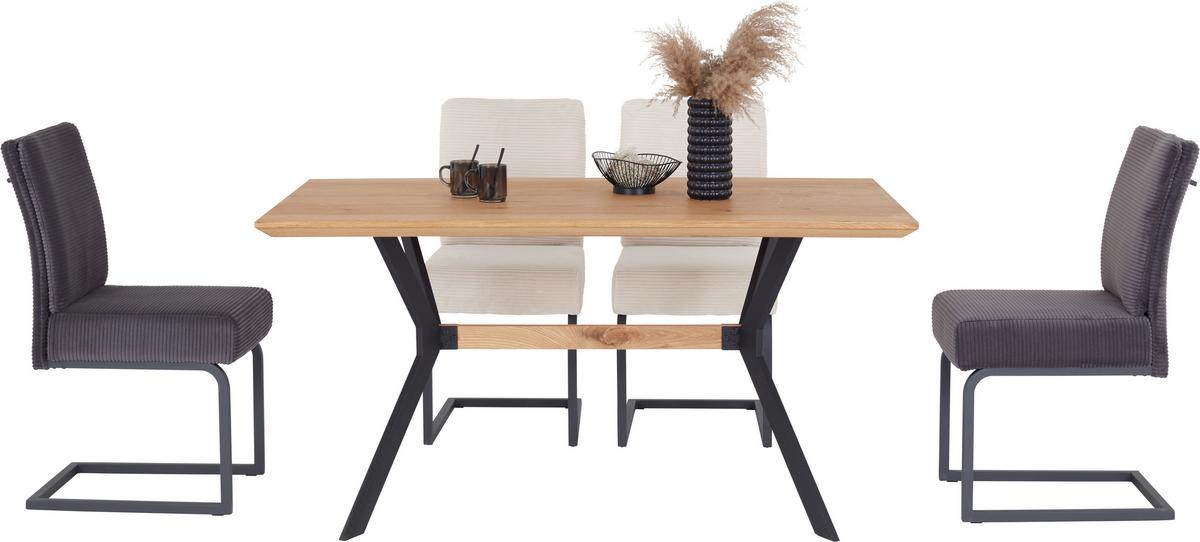 Esstisch mit Echtholz-Platte Rupert 150x90cm - Eichefarben/Schwarz, MODERN, Holzwerkstoff/Metall (150/76/90cm)