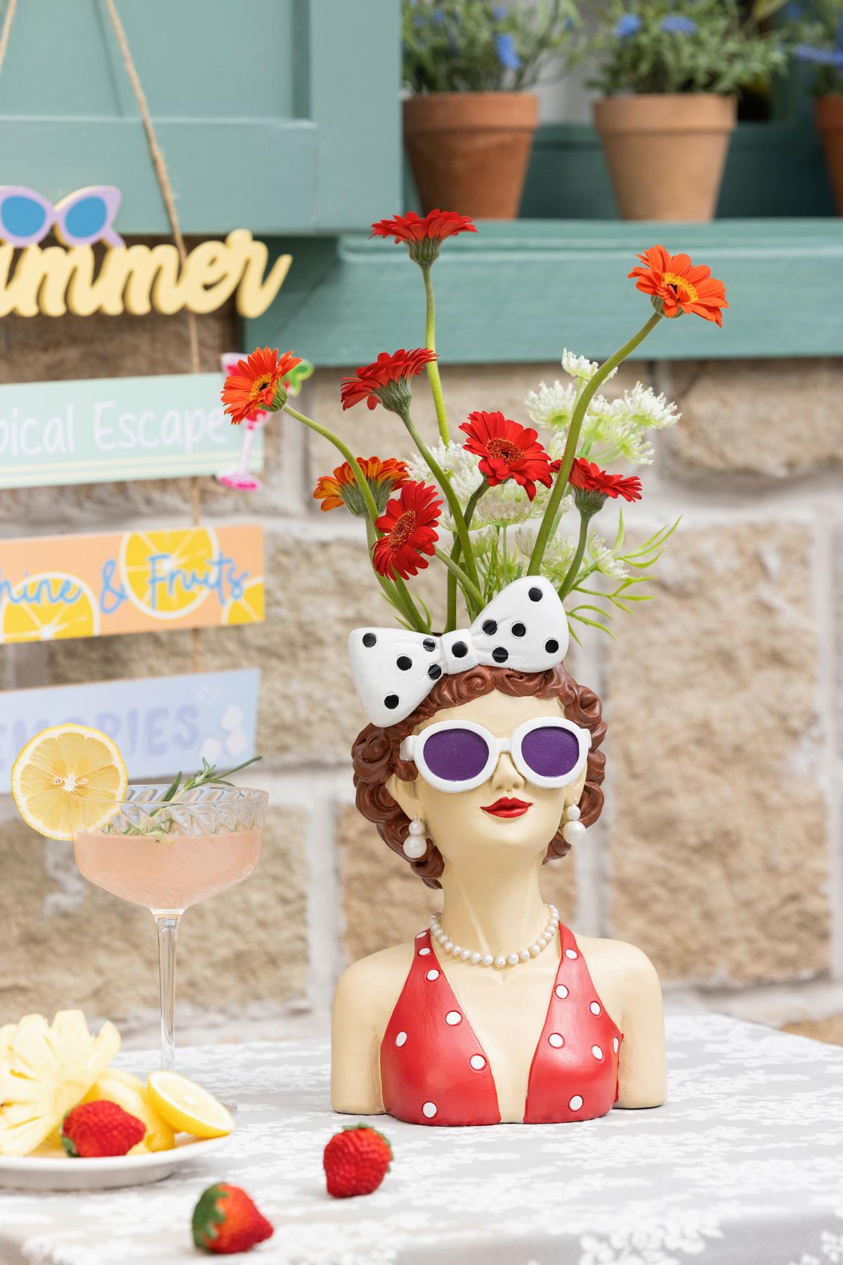 Dekovase Marry -Paz- - Rotbraun/Gelb, KONVENTIONELL, Kunststoff (16.5/12/27cm) - Luca Bessoni