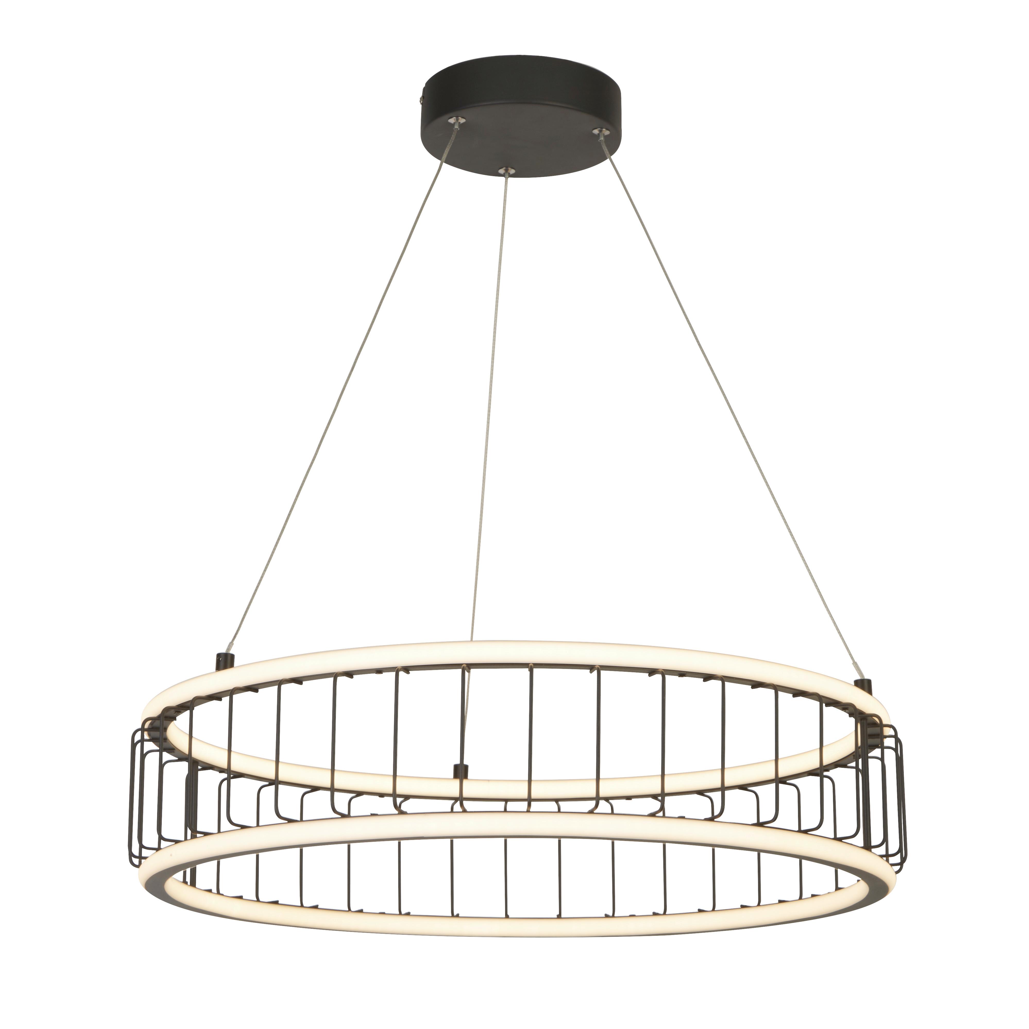 Led-pendelleuchte Circolo Cage Led 54214-1bk - Schwarz/Weiß, Design, Kunststoff/Metall (57,5/13,5/150cm)